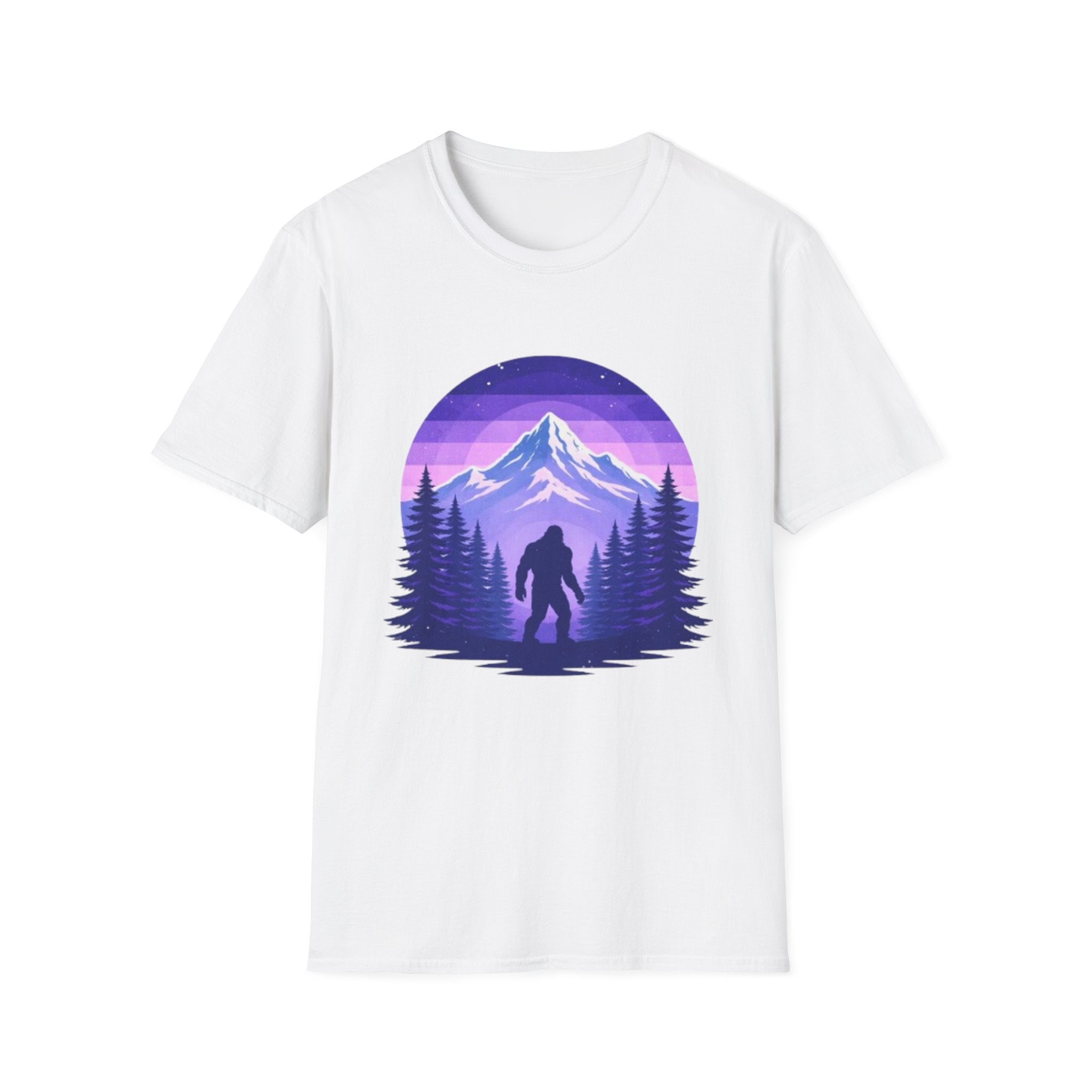 Bigfoot Mountain Sunset T-Shirt | Retro Purple Wilderness Adventure Tee
