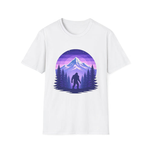 Bigfoot Mountain Sunset T-Shirt | Retro Purple Wilderness Adventure Tee
