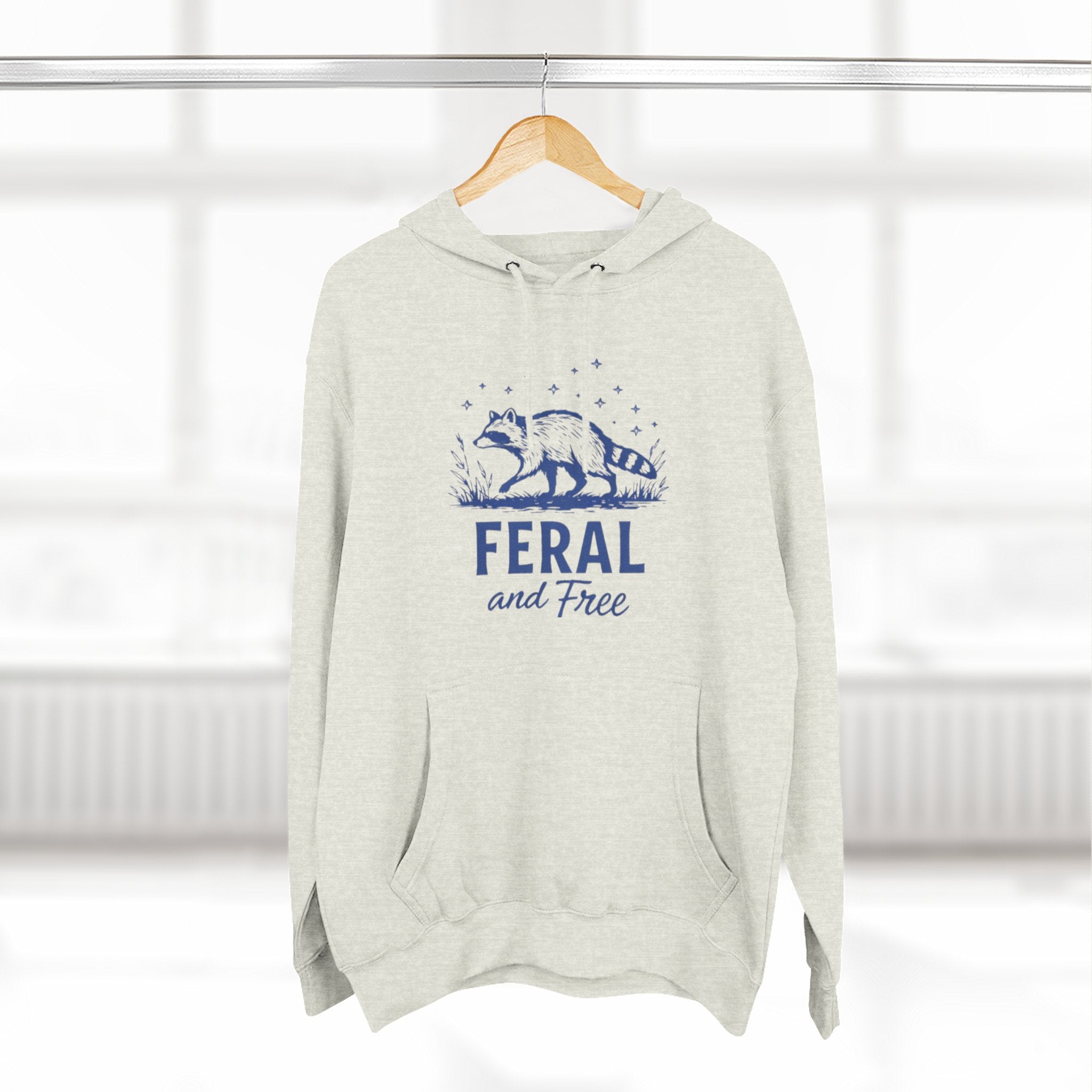 Hoodie | Feral and Free Raccoon Graphic Hoodie | Nature Lover Casual Pullover