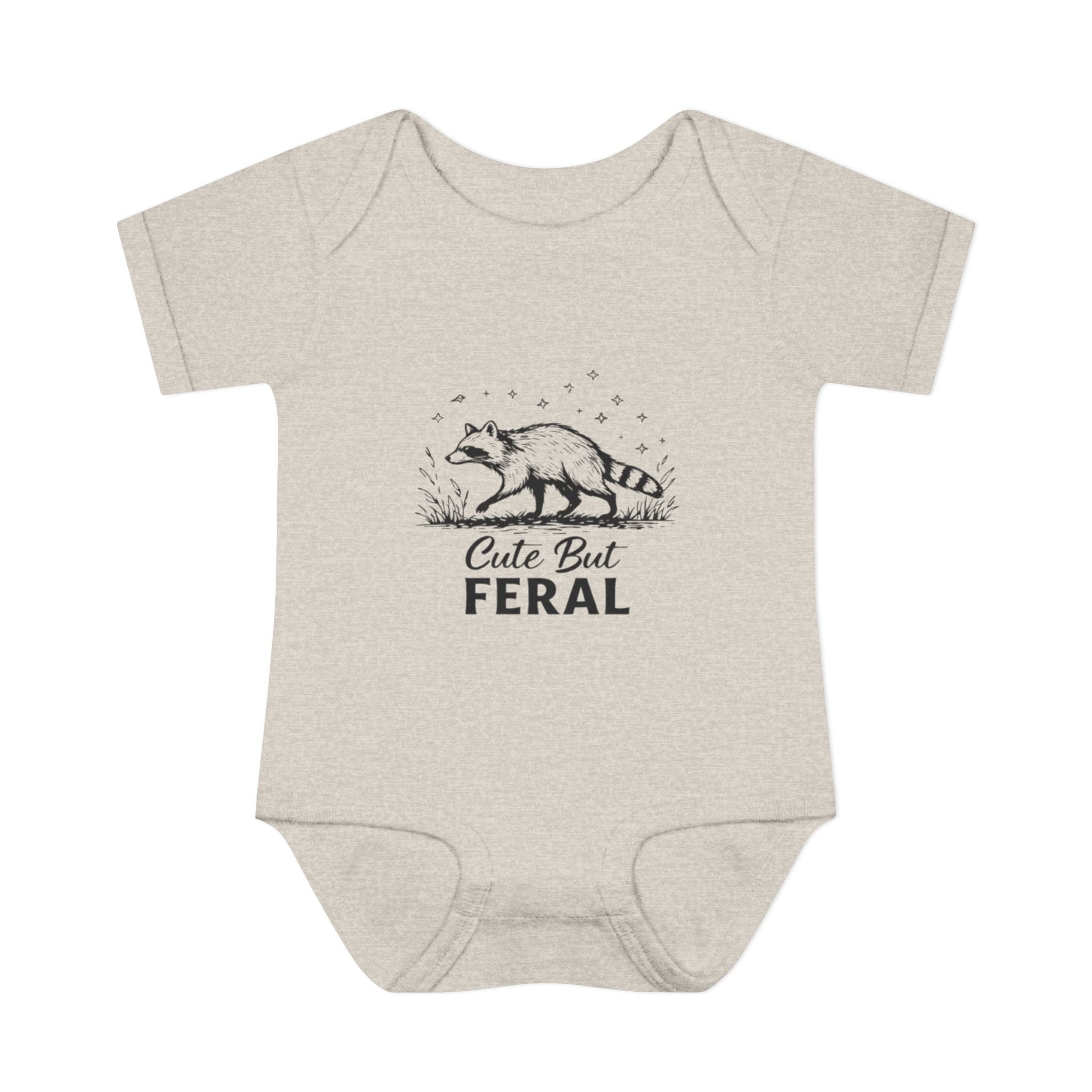Infant Bodysuit  "Cute But Feral" Raccoon Baby Onesie | Funny Newborn Shower Gift