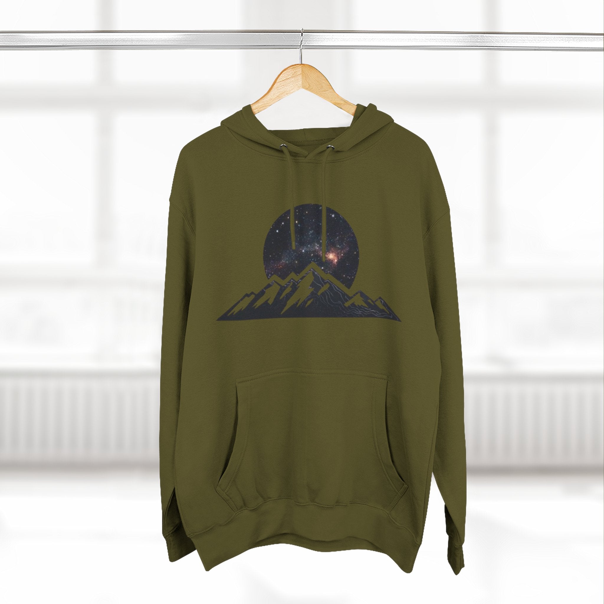 Mountain Sunset Hoodie | Minimalist Mountain Range with Night Sky Graphic
