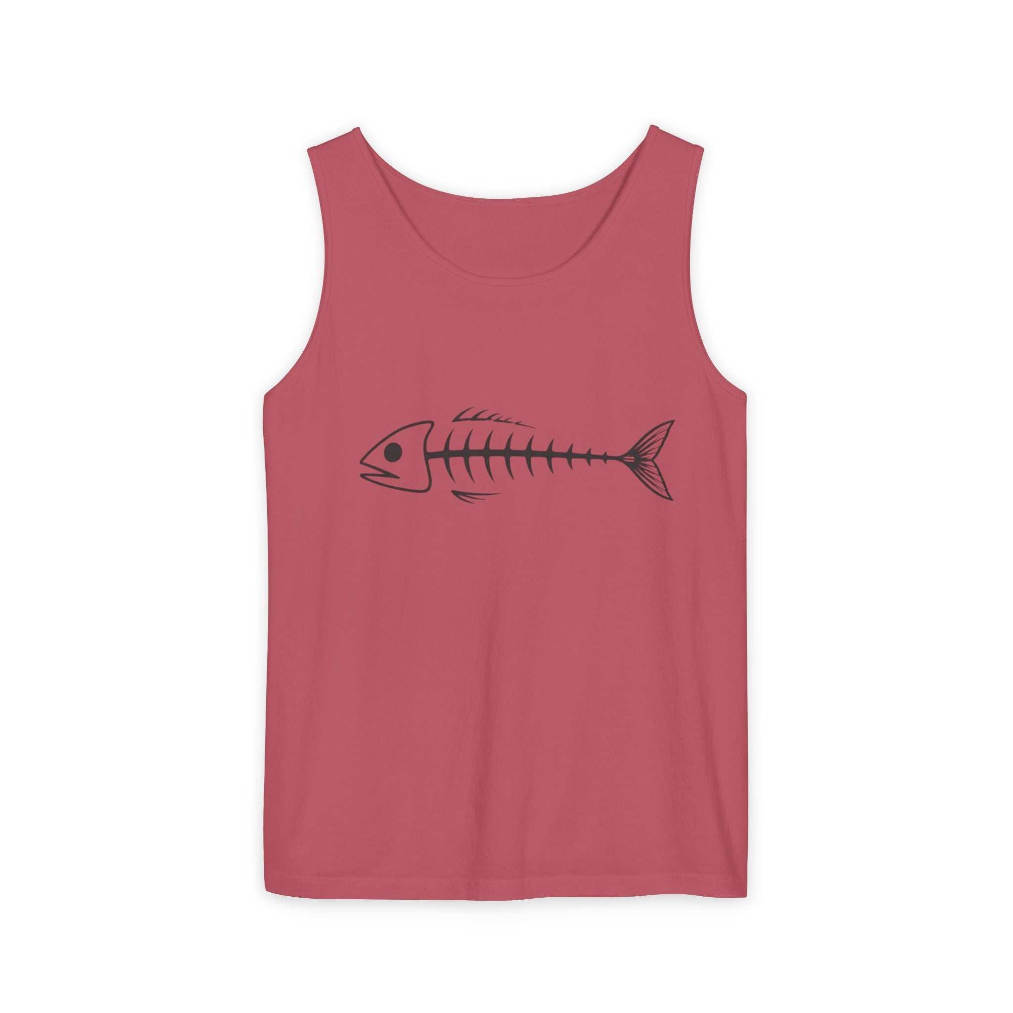 Fish Skeleton Tank Top | Minimalist Fishing Graphic Sleeveless Tee
