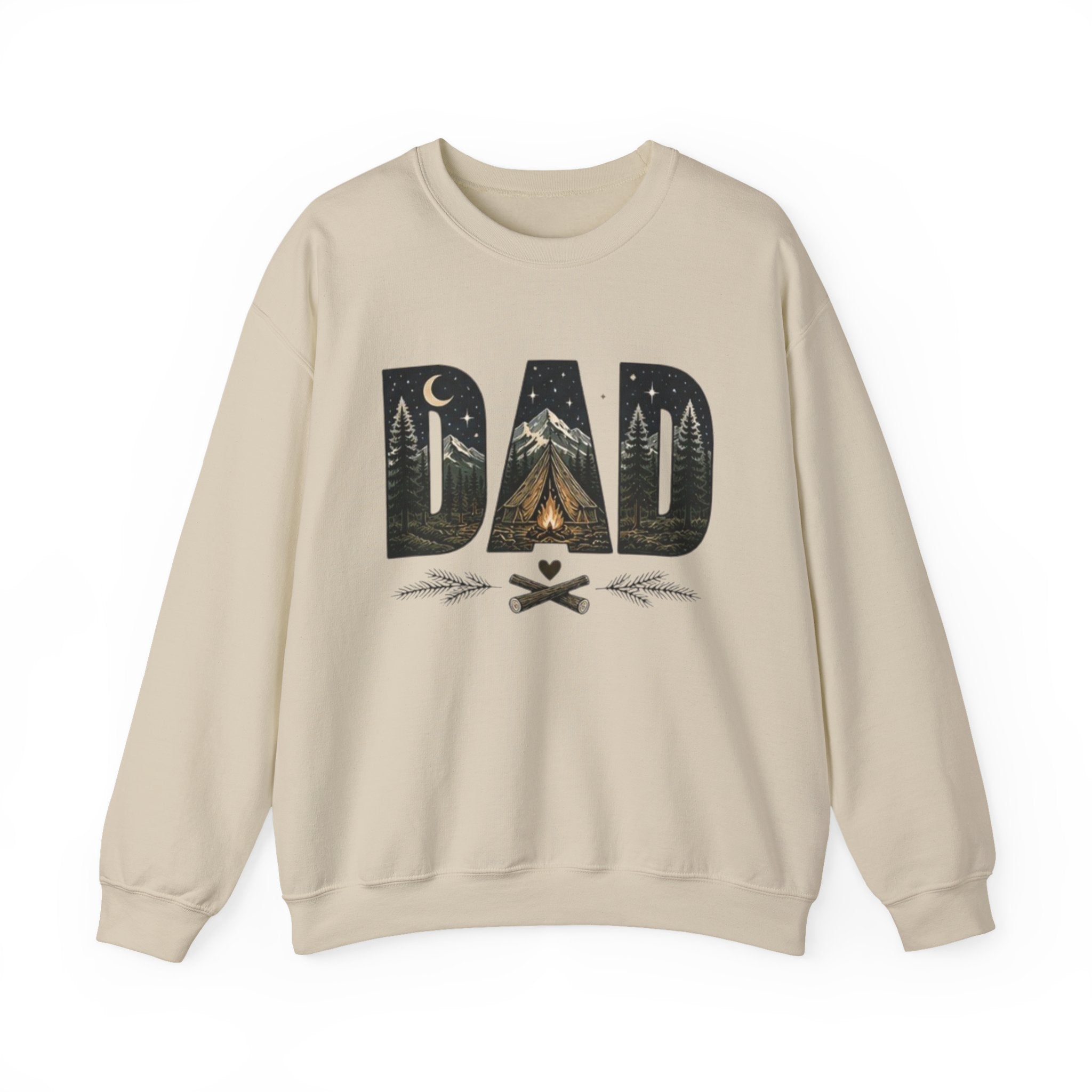 Dad Camping Crewneck Sweatshirt | Rustic Campfire & Mountain Outdoor Dad Gift