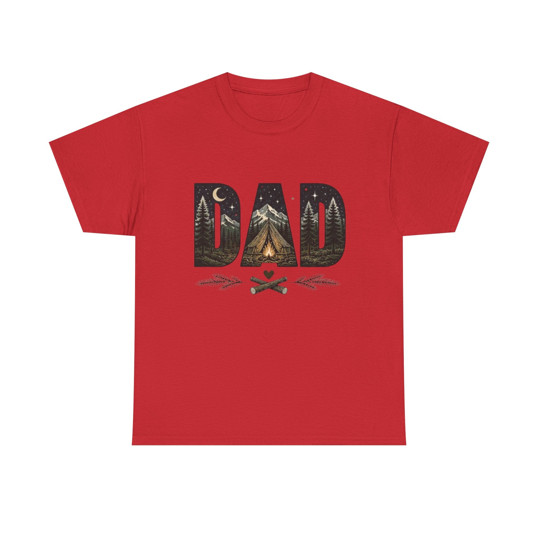 Dad Camping T-Shirt | Outdoor Graphic Tee with Tent & Campfire Design