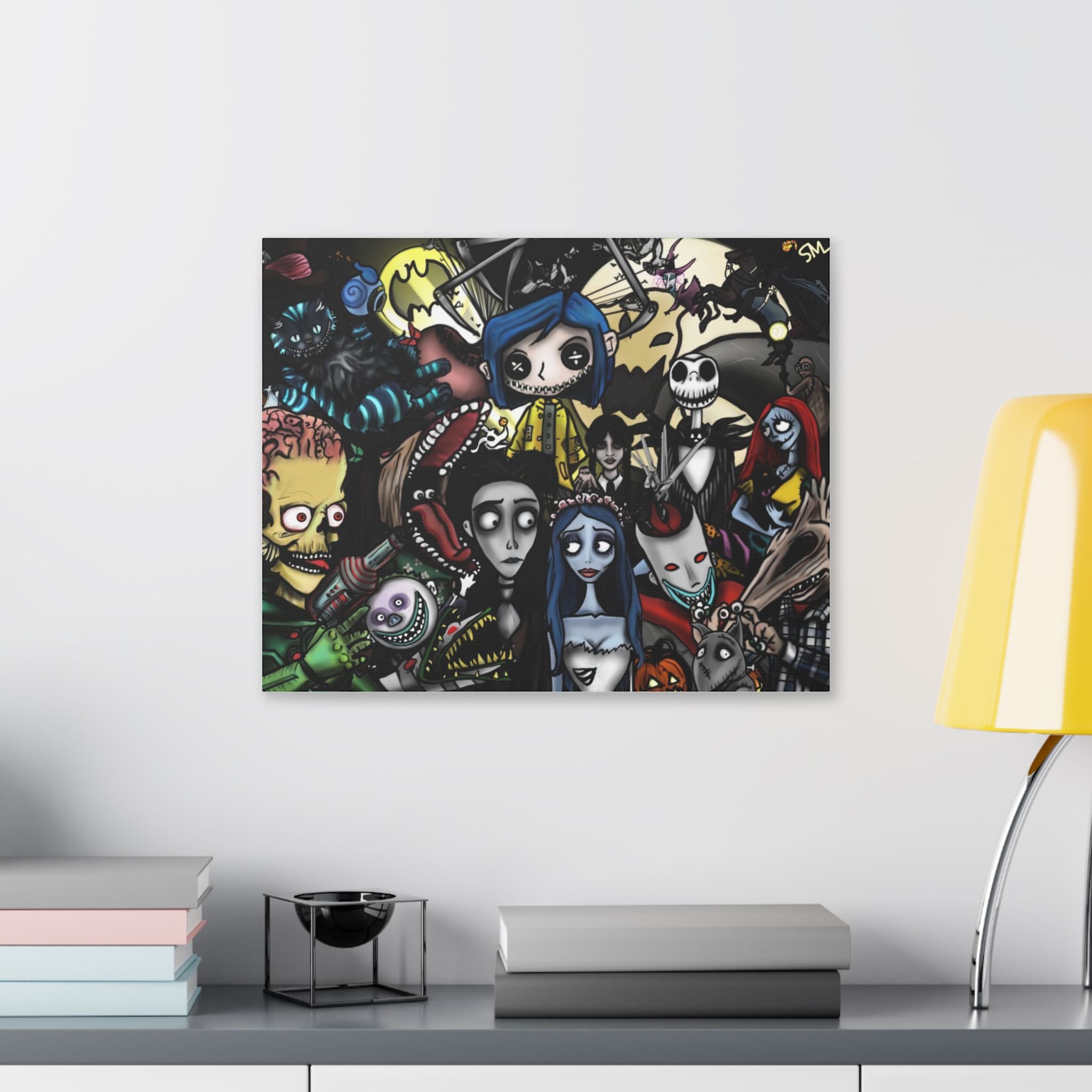 Tim Burton Character Collage Stretched Canvas | Nightmare Before Christmas, Corpse Bride & More