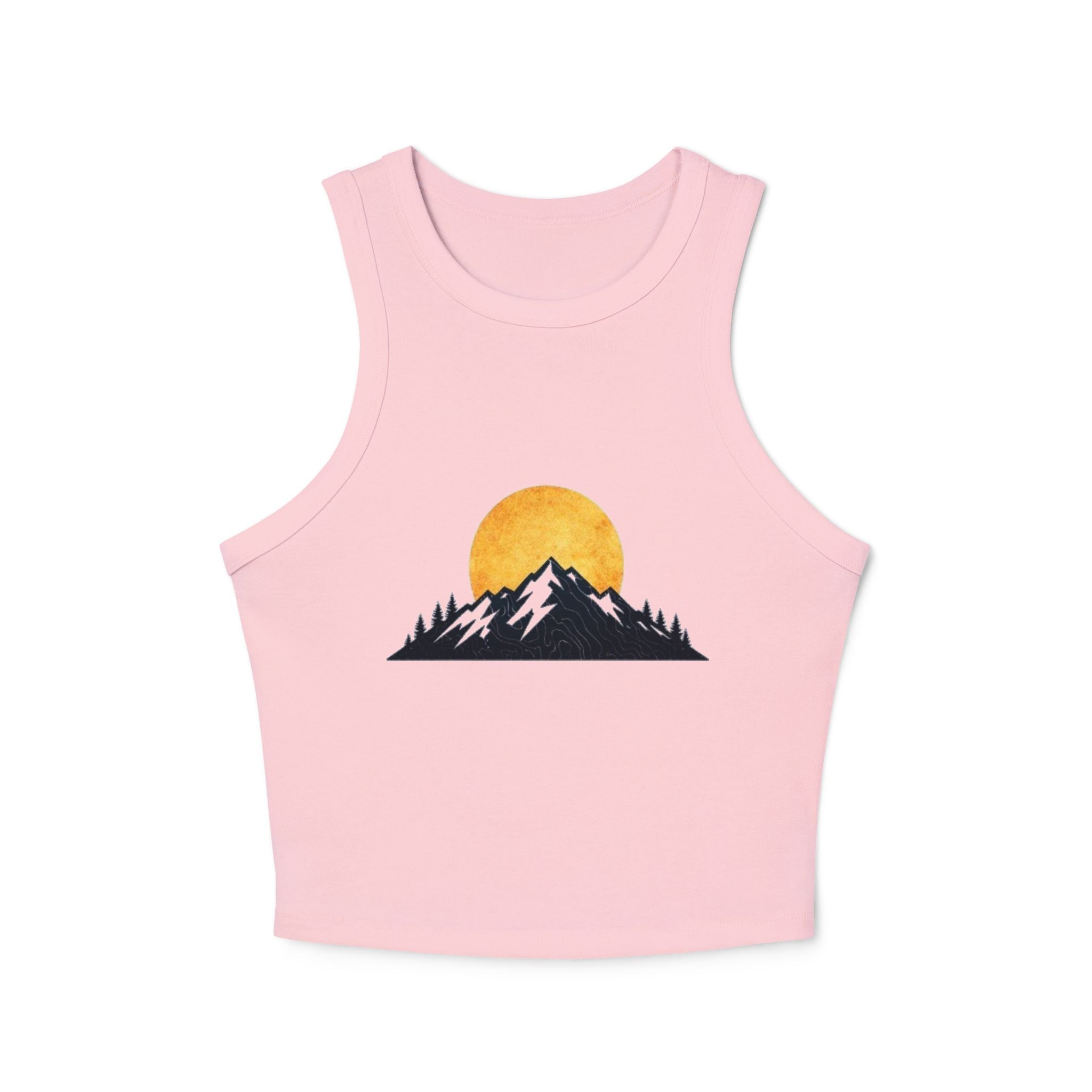 Sunset Mountain Racer Tank | Womens Cropped Graphic Tank Top