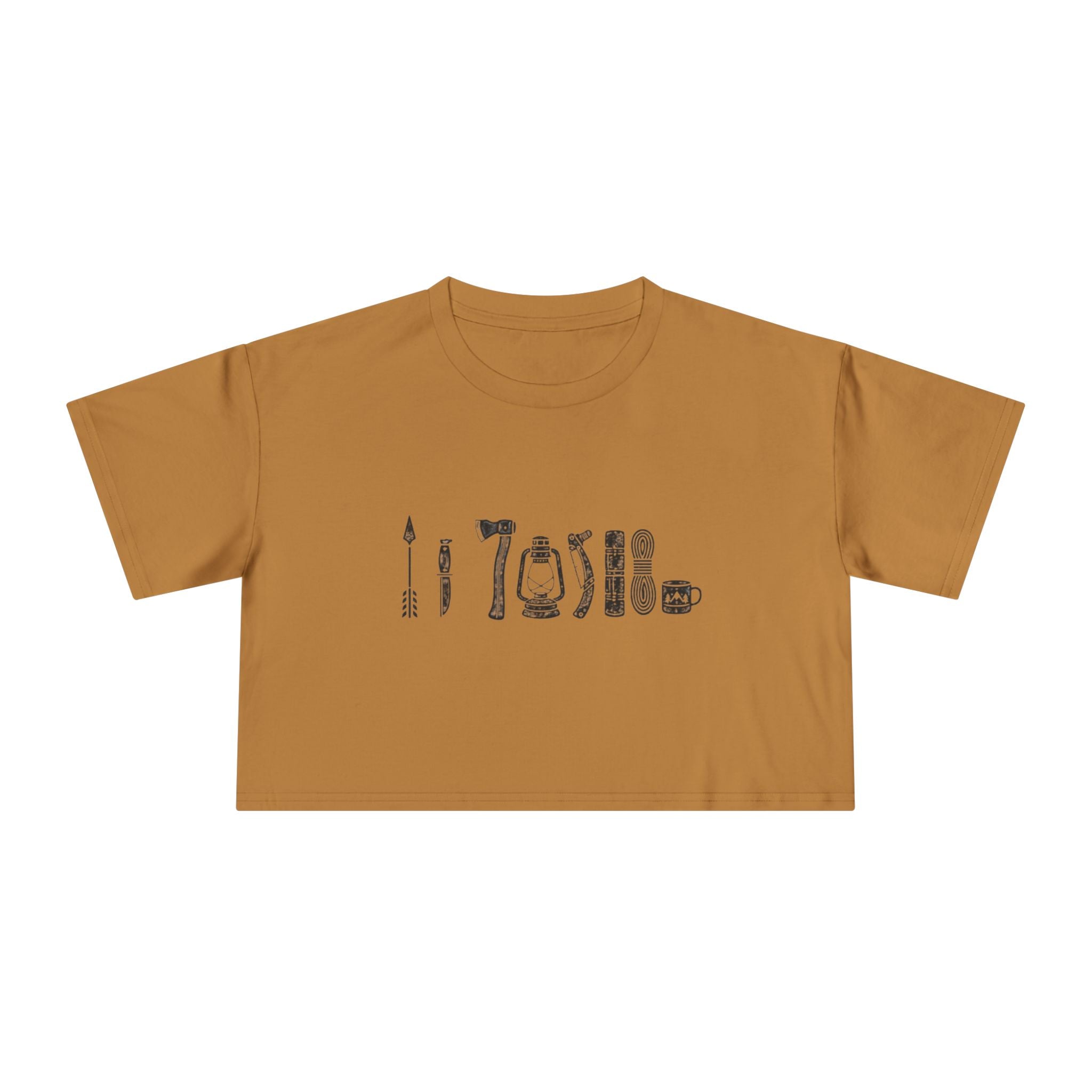 Crop Tee | Minimalist Vintage Camping Gear Illustration