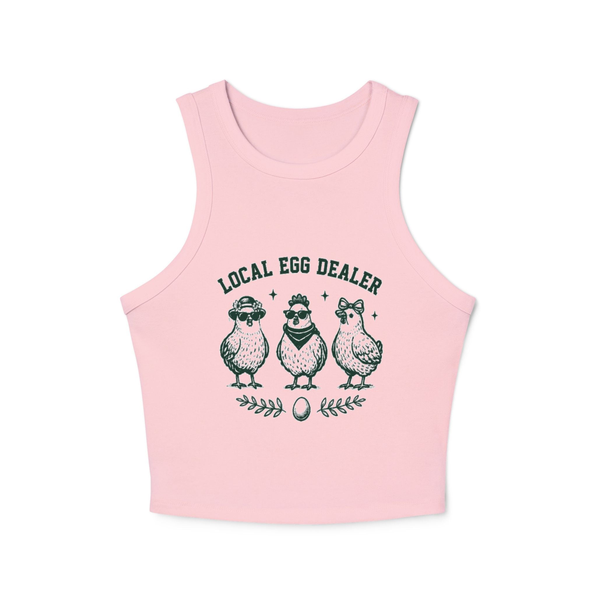 Local Egg Dealer Racer Tank Top | Cute Chick Graphic Crop Top for Women