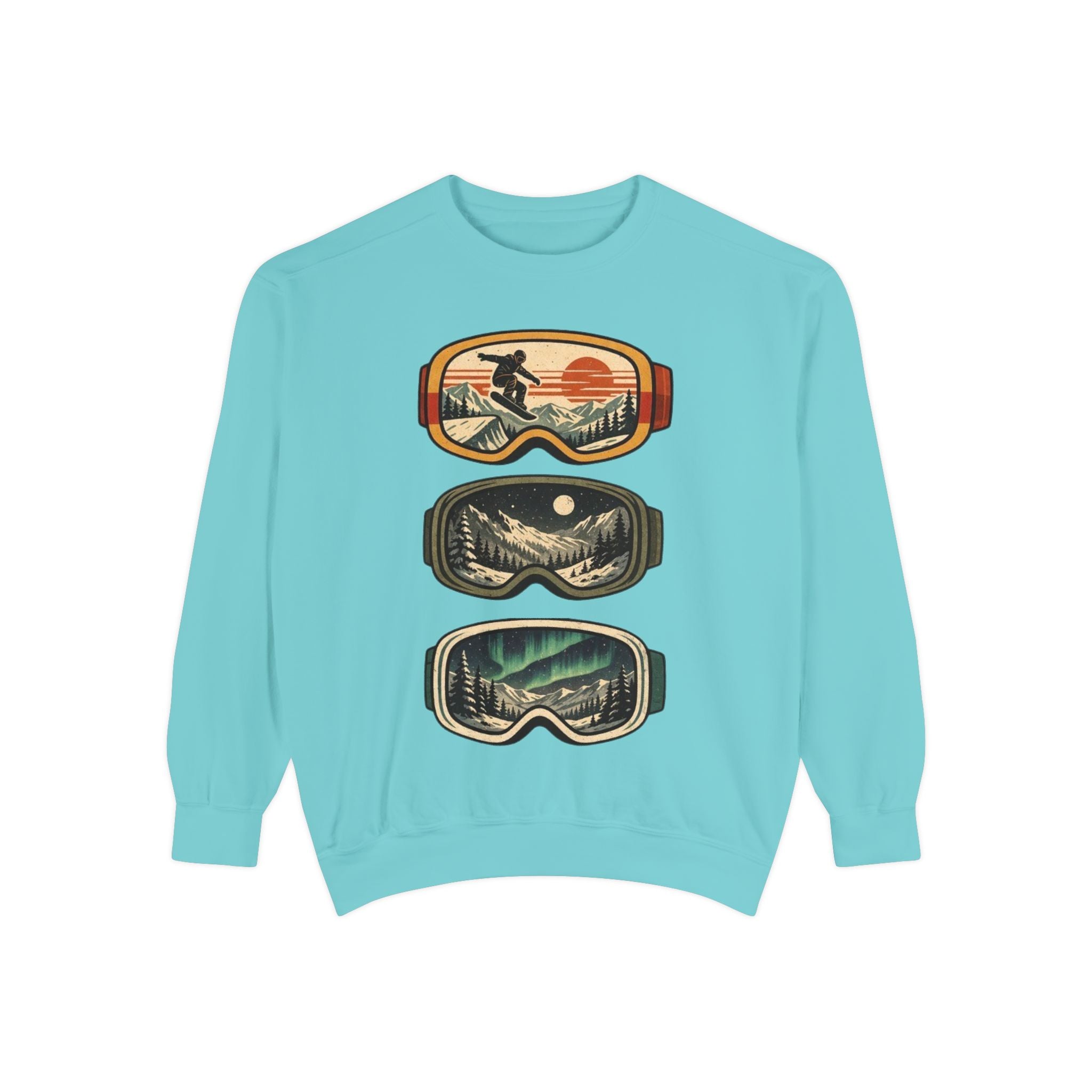 Snow Goggles Graphic Sweatshirt | Mountain Adventure Ski & Snowboard Crewneck