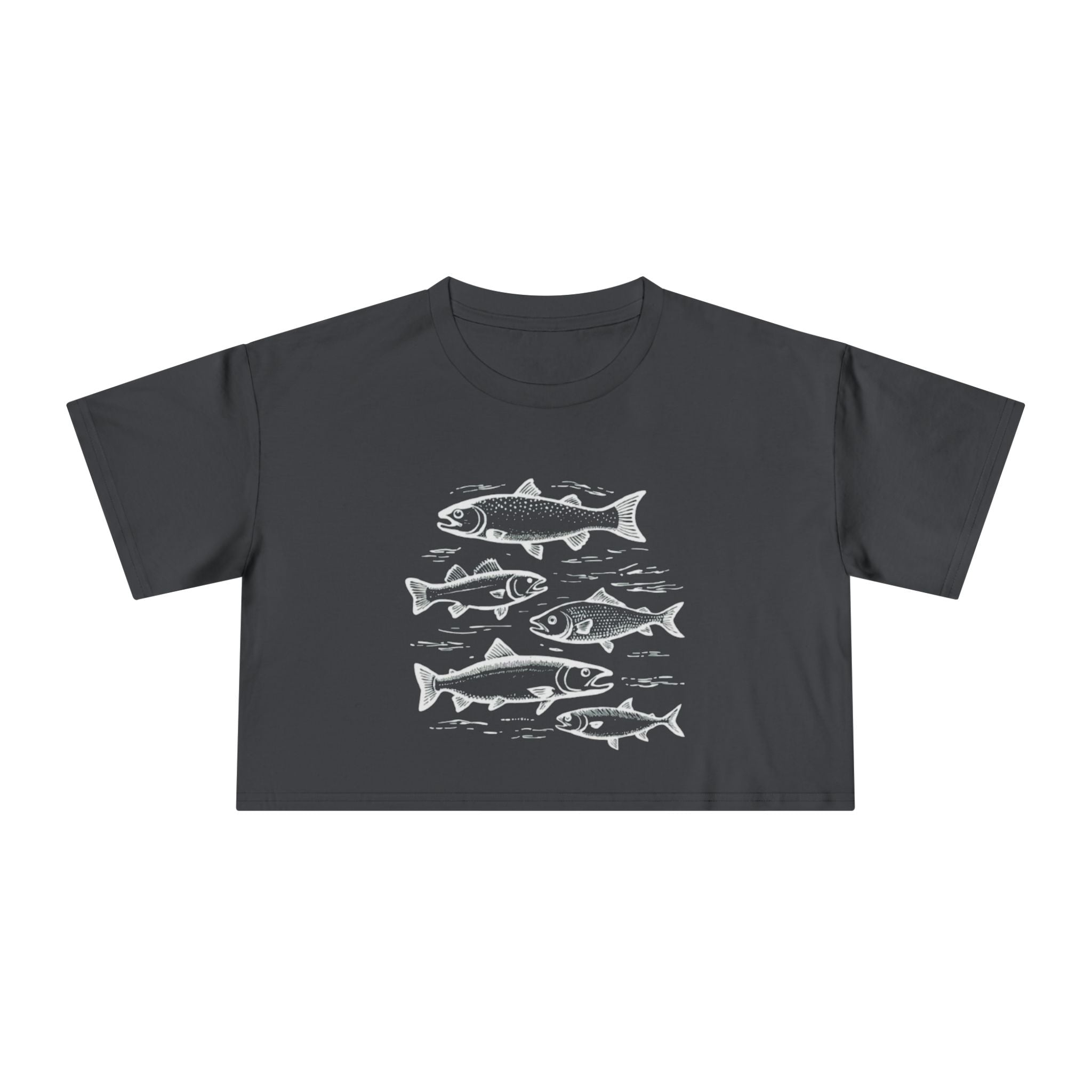 Crop Tee - Vintage Fish Illustration Womens Cropped Tee