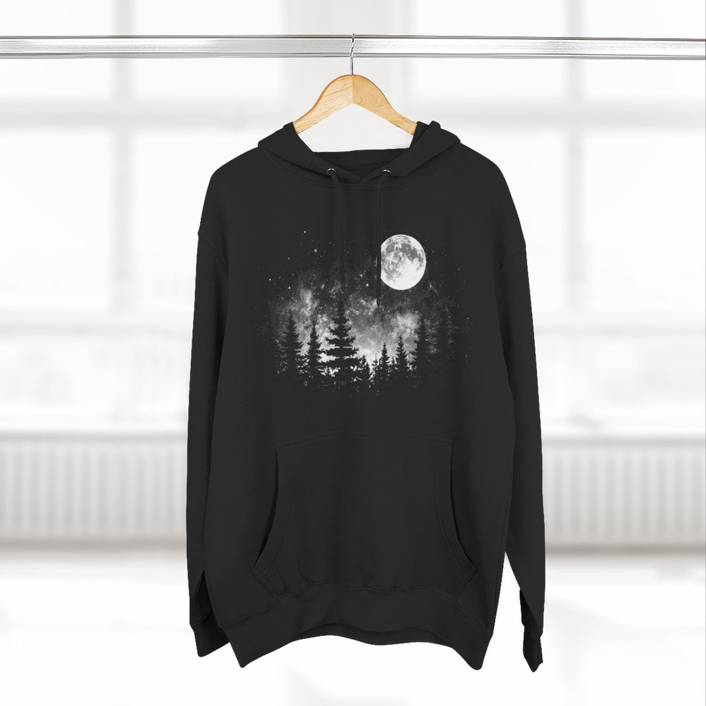 Moonlit Forest Hoodie | Moon & Pines Graphic Fleece Pullover