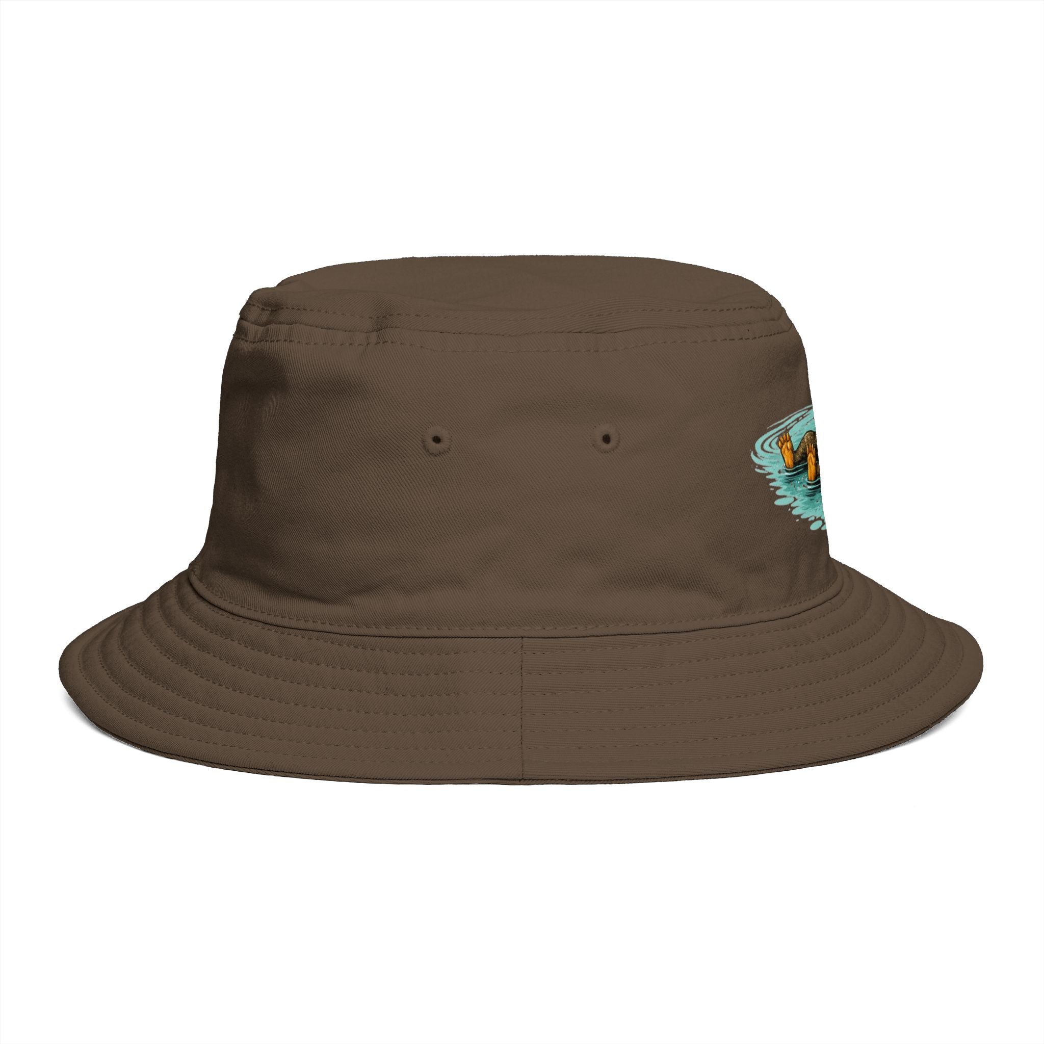 Otter Float Bucket Hat | Cute River Otter Relaxing on Water, Casual Outdoor Sun Hat