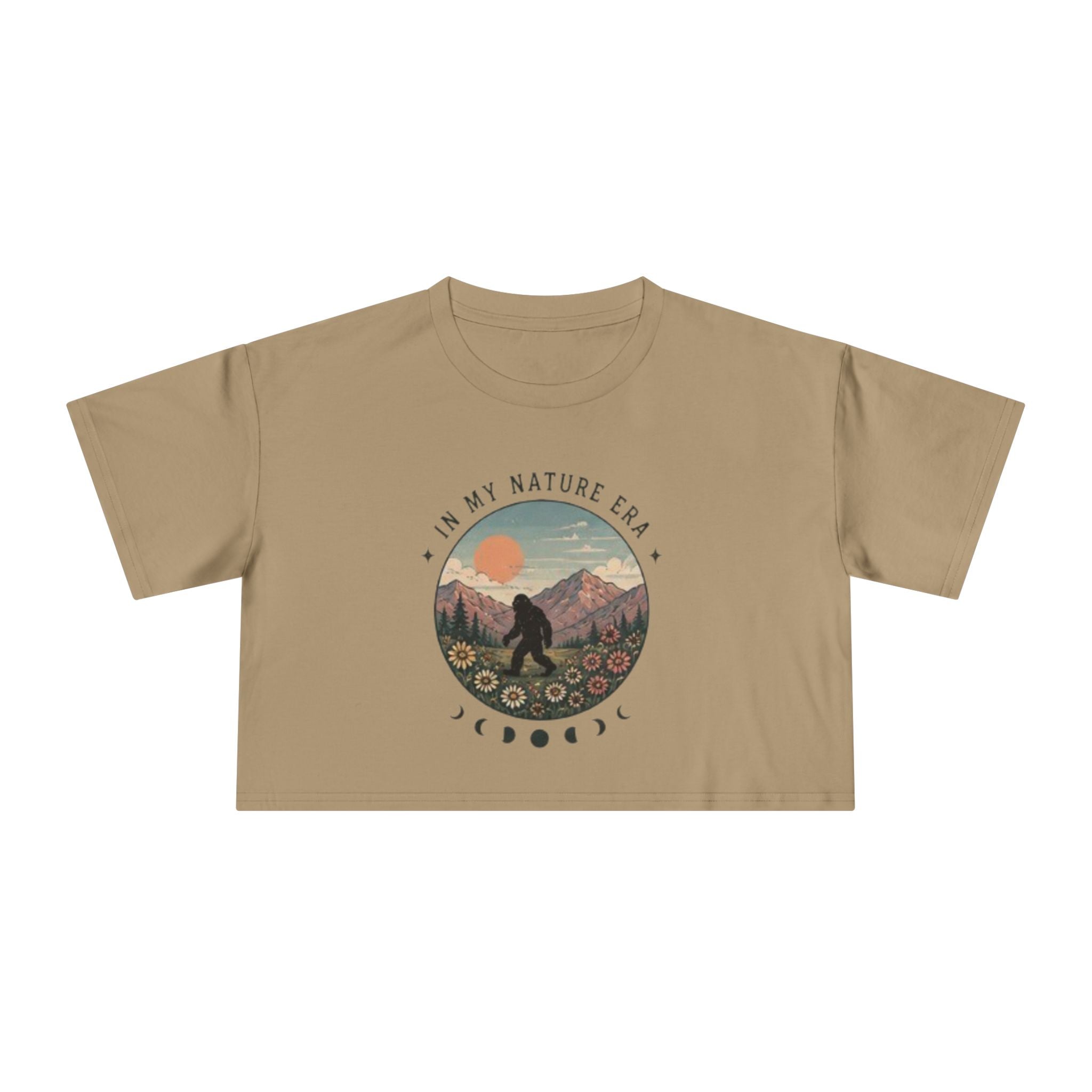 Nature Era Crop Tee | "I Am My Nature Era" Mountain & Sun Graphic