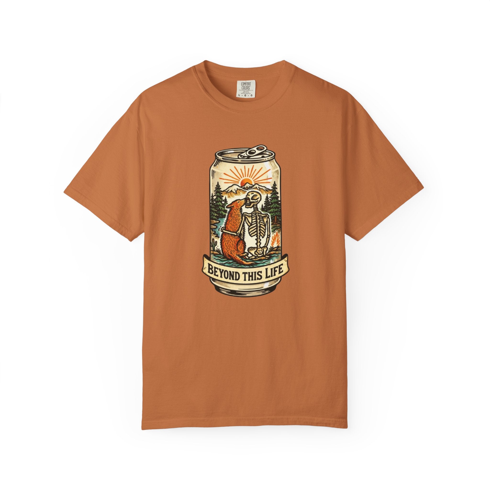 Beyond This Life T-Shirt | Vintage Skull & Can Graphic Tee