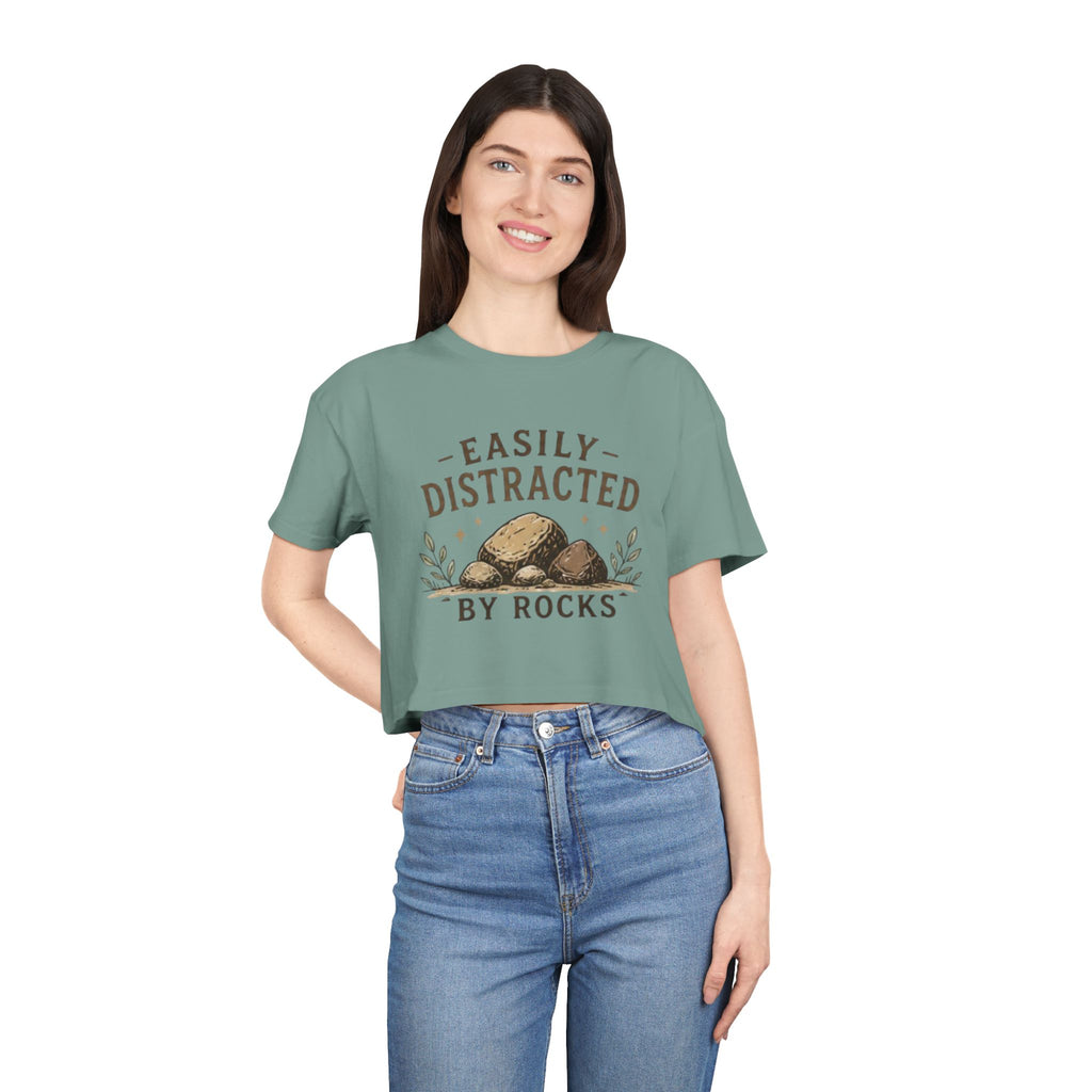 Easily Distracted by Rocks Crop Tee