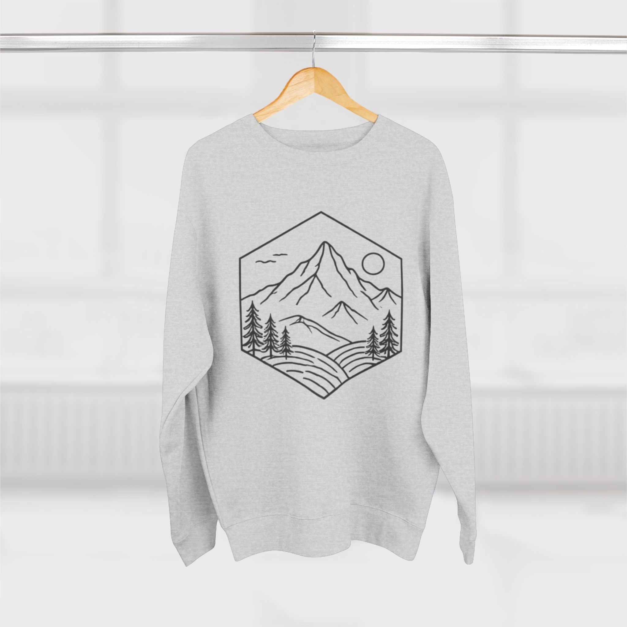 Mountain Hexagon Crewneck Sweatshirt | Minimal Outdoors Graphic