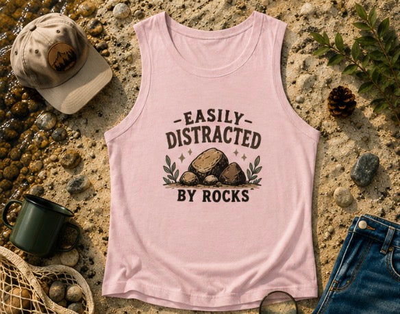 Easily Distracted By Rocks Racer Tank Top