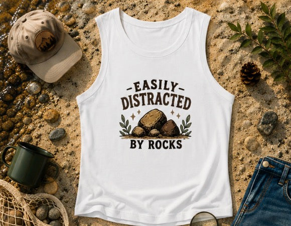 Easily Distracted By Rocks Racer Tank Top