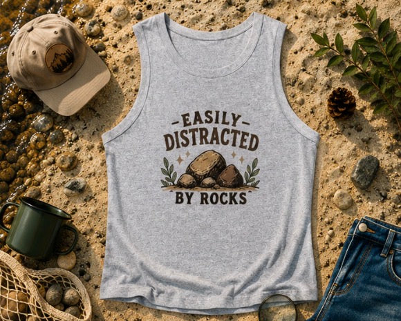 Easily Distracted By Rocks Racer Tank Top