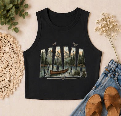 Mama Nature Tank Top |  Woodland Graphic Womens Racer Tank