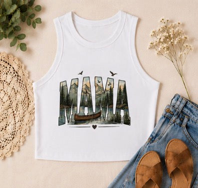 Mama Nature Tank Top |  Woodland Graphic Womens Racer Tank