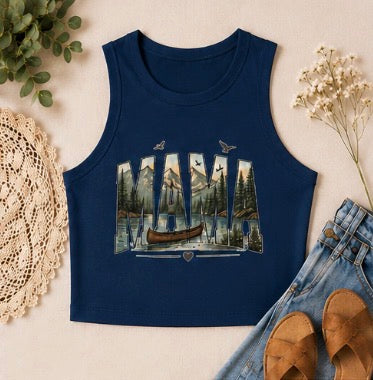 Mama Nature Tank Top |  Woodland Graphic Womens Racer Tank