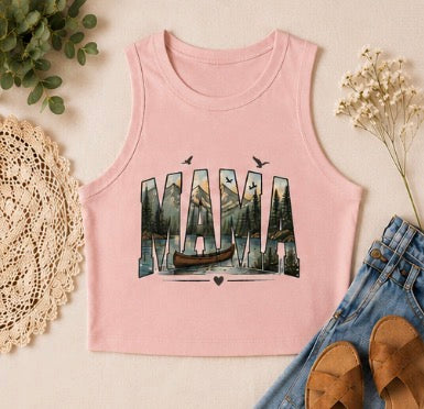 Mama Nature Tank Top |  Woodland Graphic Womens Racer Tank