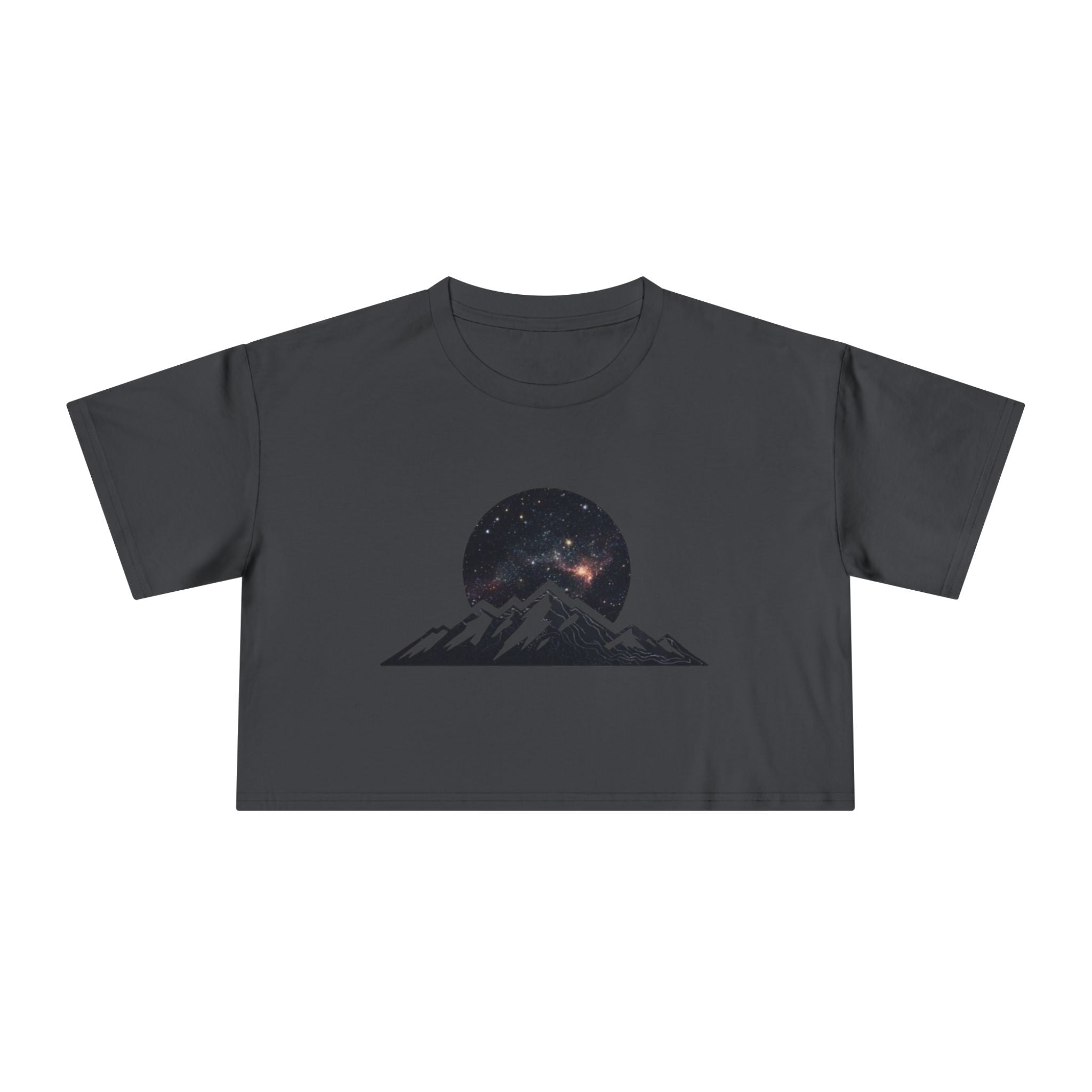 Crop Tee | Night Sky Mountain Graphic