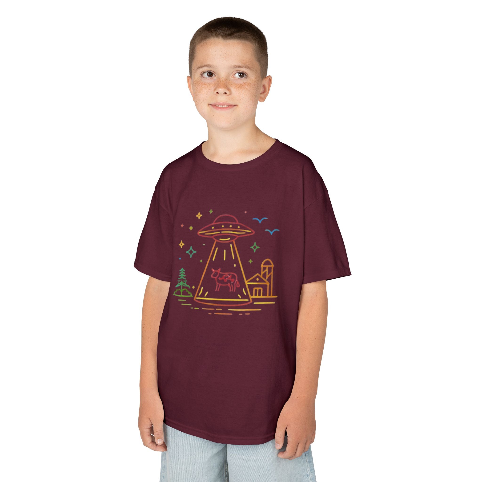 Kids T-Shirt | Pastel UFO Cow Abduction Design