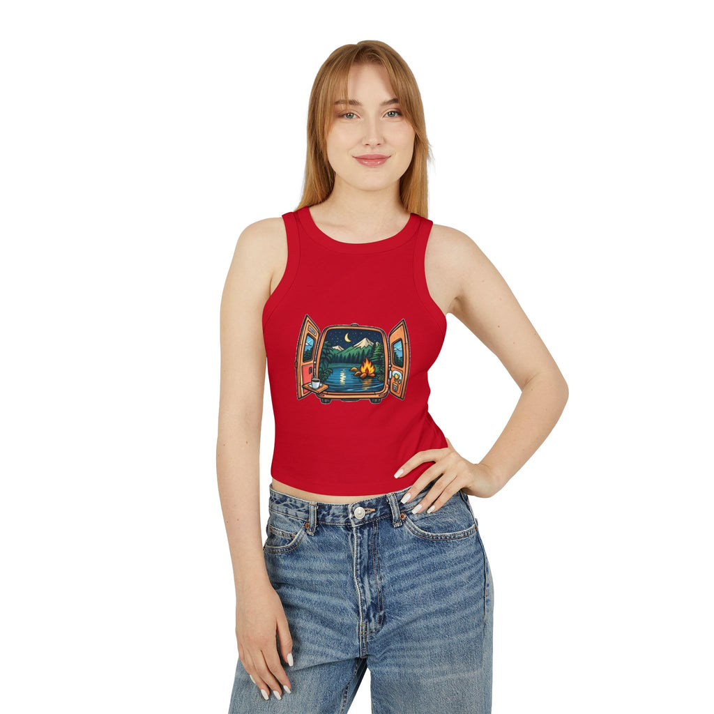 Camping Van Nature Landscape Racer Tank | Womens Micro Rib Tank