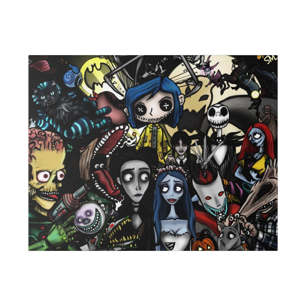 Tim Burton Character Collage Stretched Canvas | Nightmare Before Christmas, Corpse Bride & More