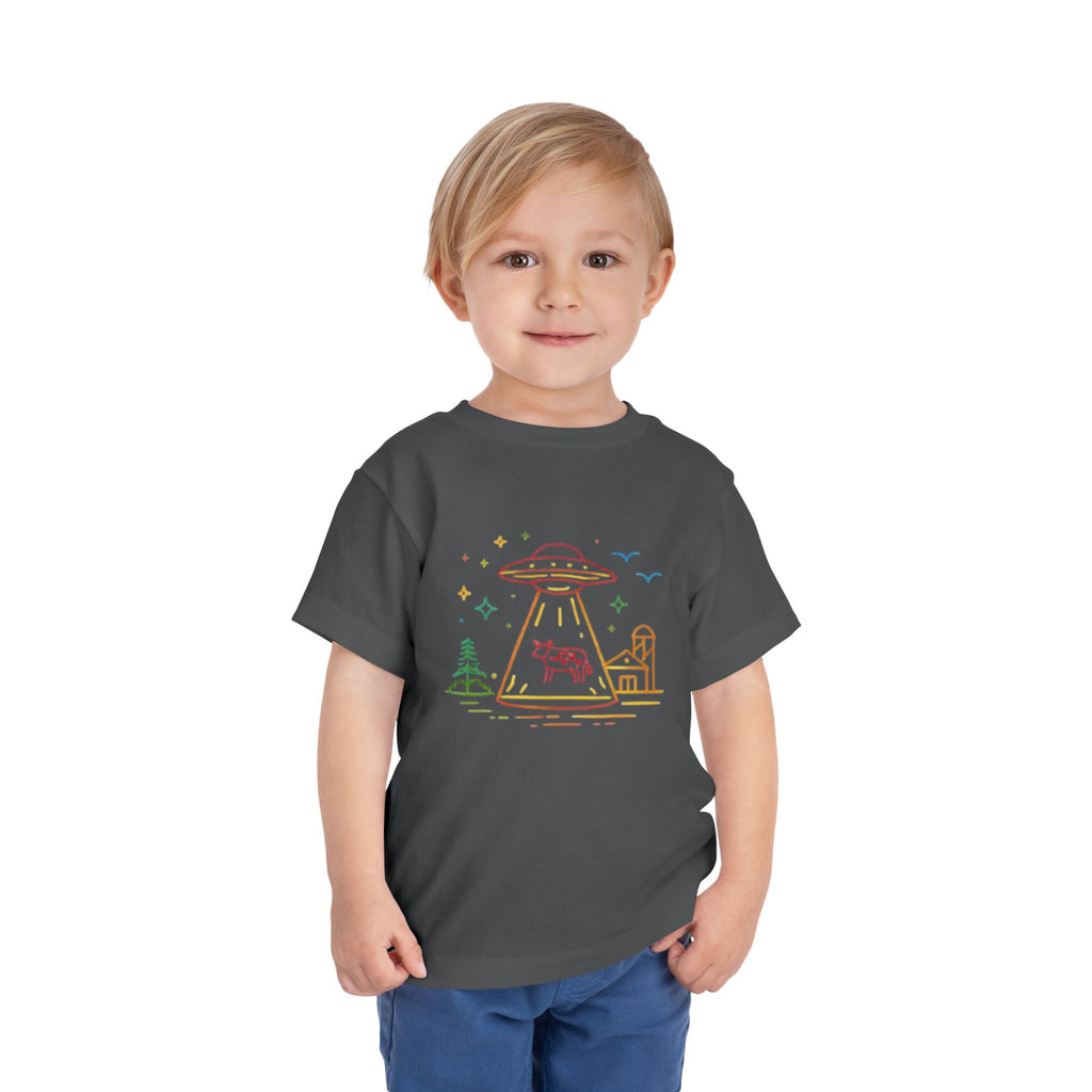 Toddler Tee | Cute Pastel UFO Cow Abduction Graphic