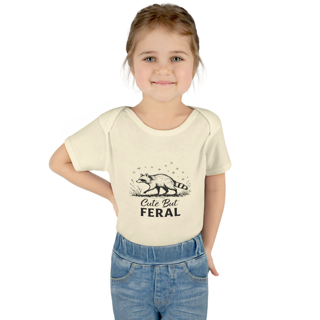 Infant Bodysuit  "Cute But Feral" Raccoon Baby Onesie | Funny Newborn Shower Gift