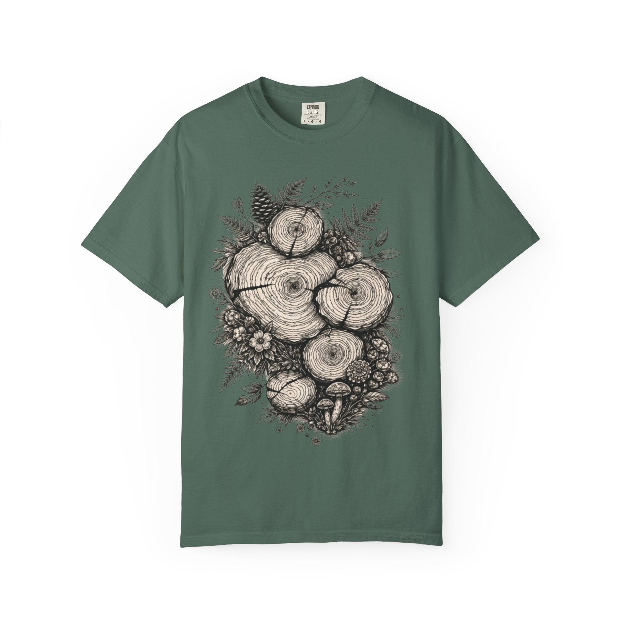 Woodland Tree Rings T-Shirt | Botanical Log Cross-Section Art Tee