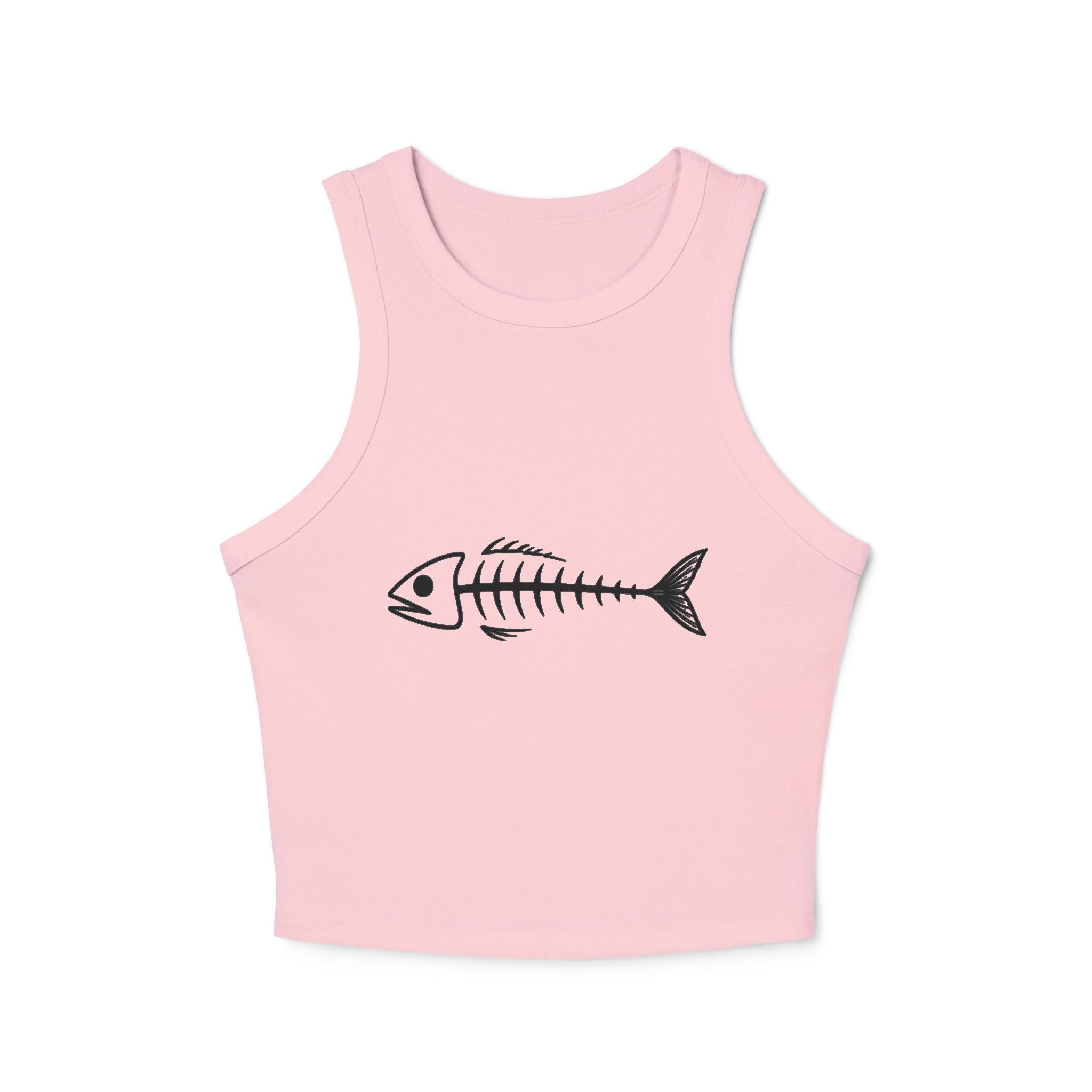 Fish Skeleton Racer Tank Top | Cute Minimalist Coastal Crop for Women