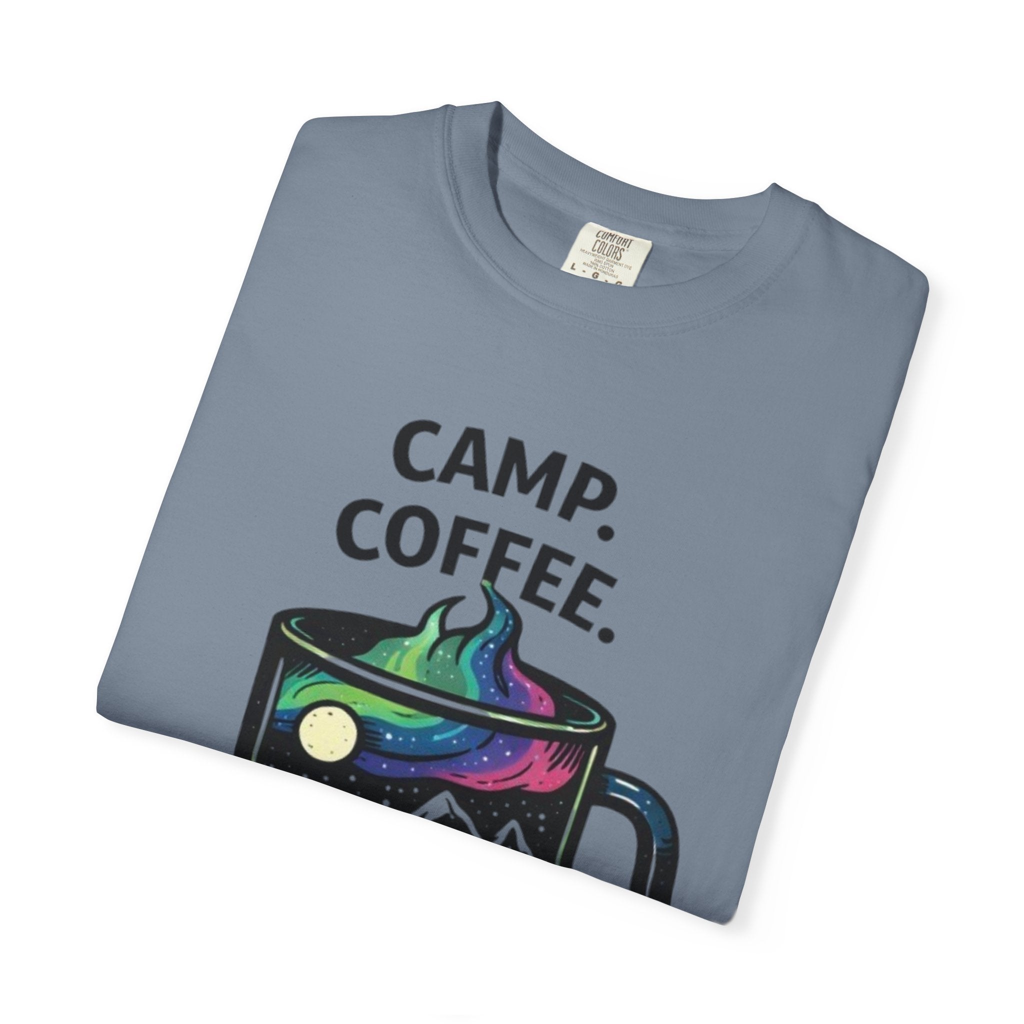 Camp Coffee Repeat T-Shirt | Camping Mug Graphic Tee