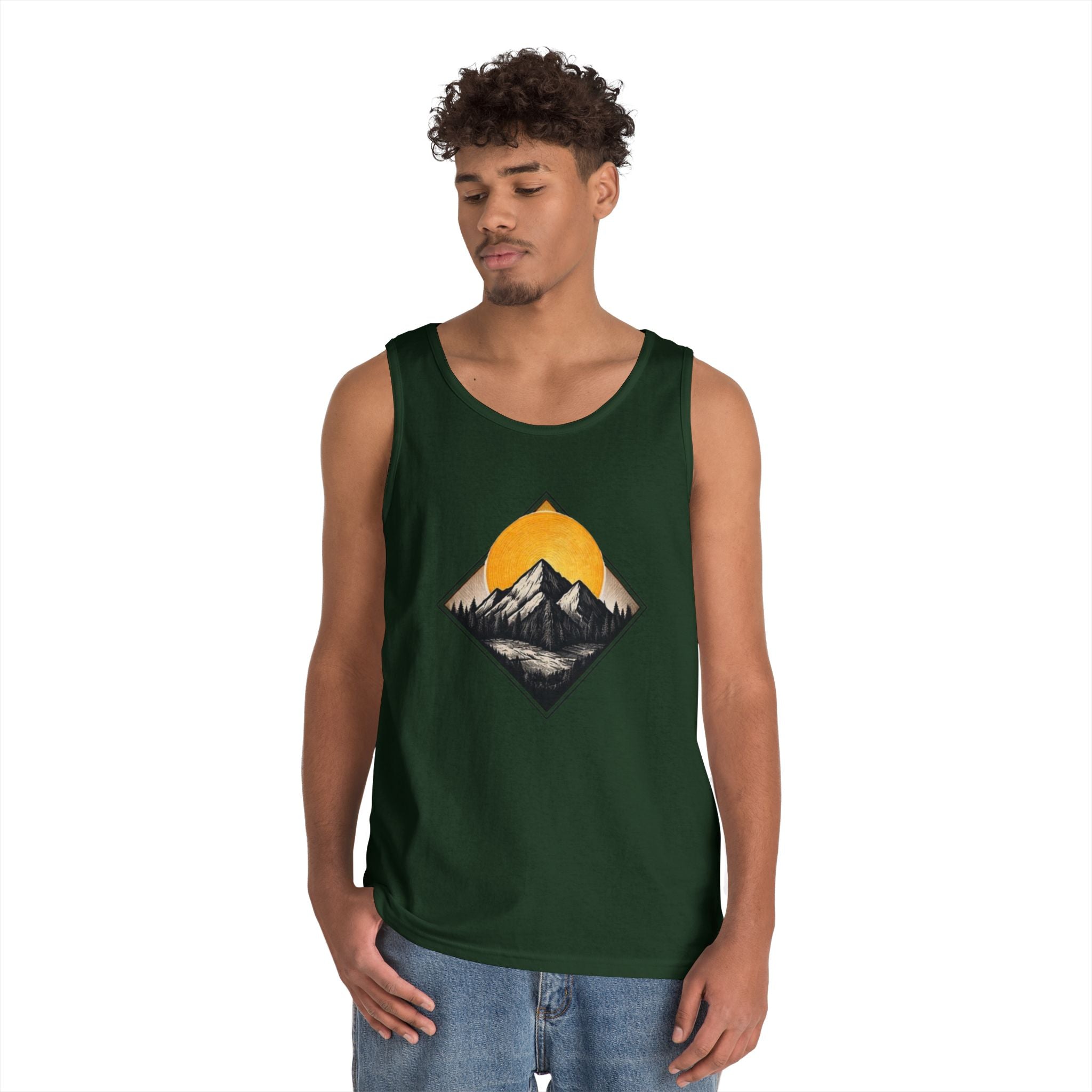 Mountain Explorer Tank Top | Retro Sunset Mountain Graphic