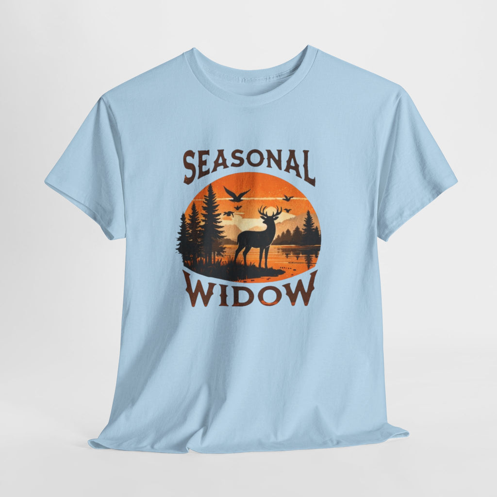 Seasonal Widow Tee | Hunting Wife Deer Sunset Graphic T-Shirt