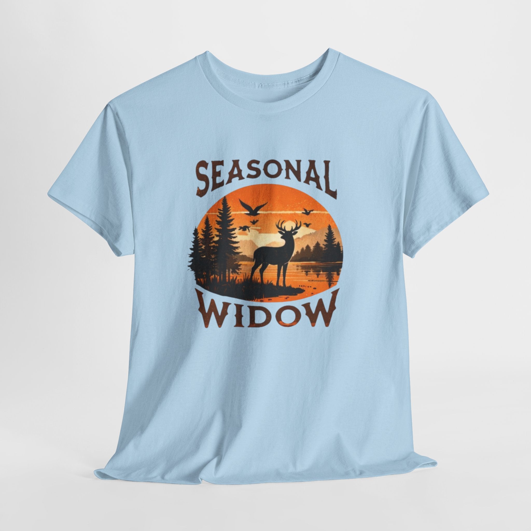 Seasonal Widow Tee | Hunting Wife Deer Sunset Graphic T-Shirt