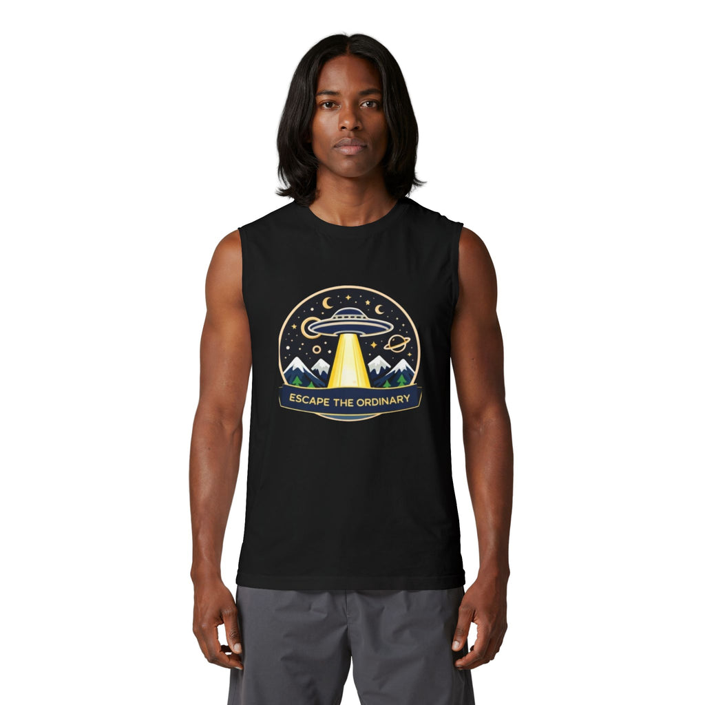 Escape the Ordinary UFO Tank Top | Adventure Graphic Muscle Tee