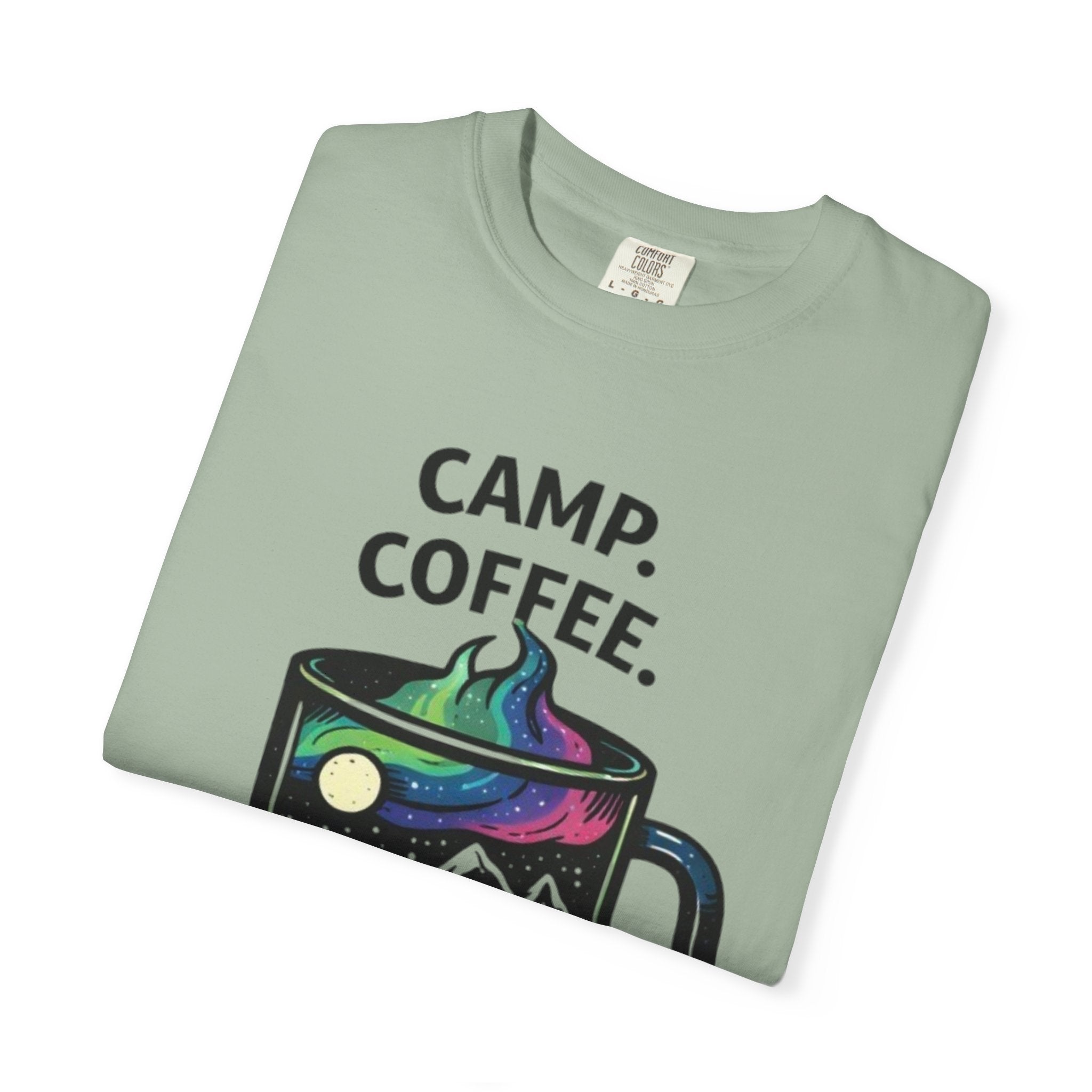 Camp Coffee Repeat T-Shirt | Camping Mug Graphic Tee