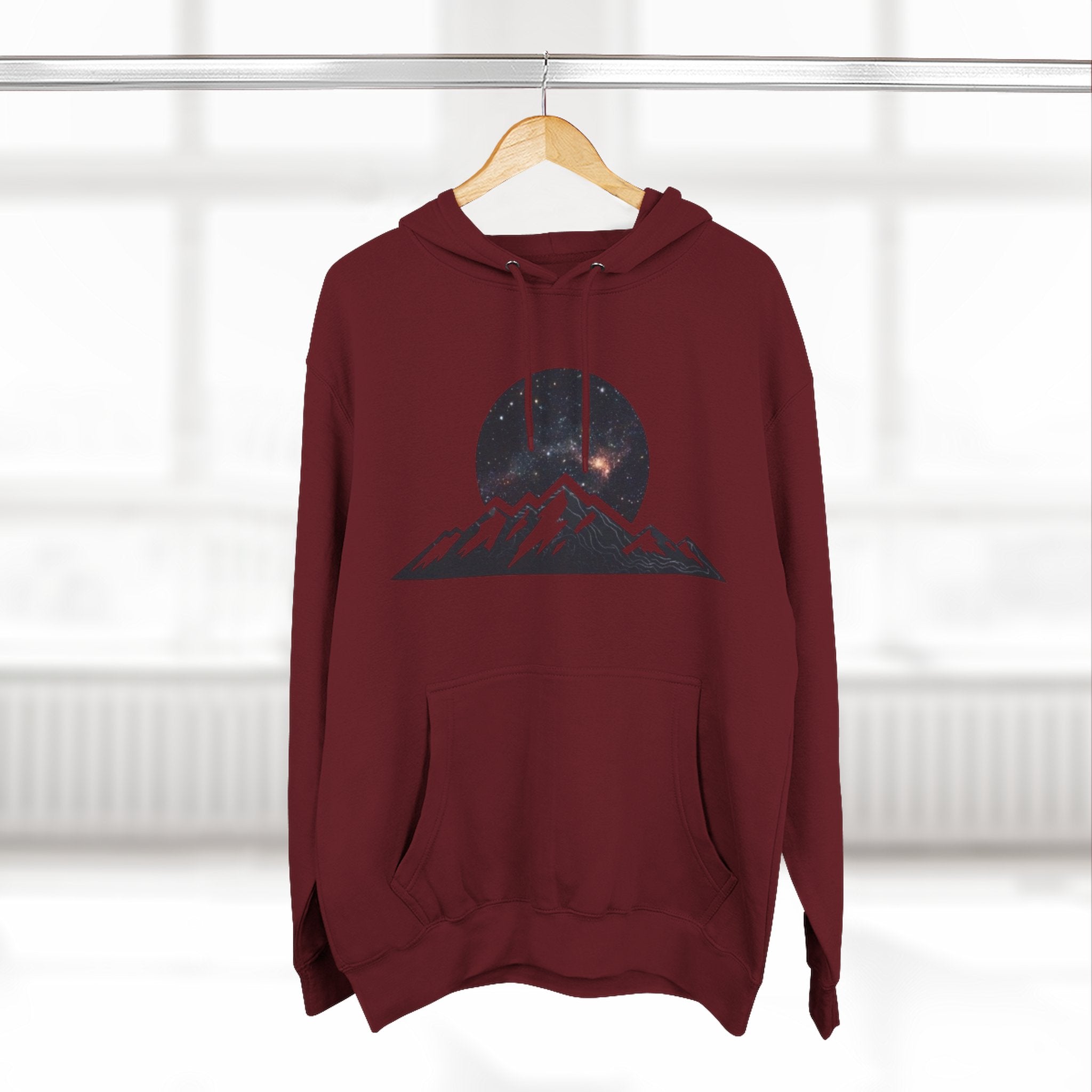 Mountain Sunset Hoodie | Minimalist Mountain Range with Night Sky Graphic