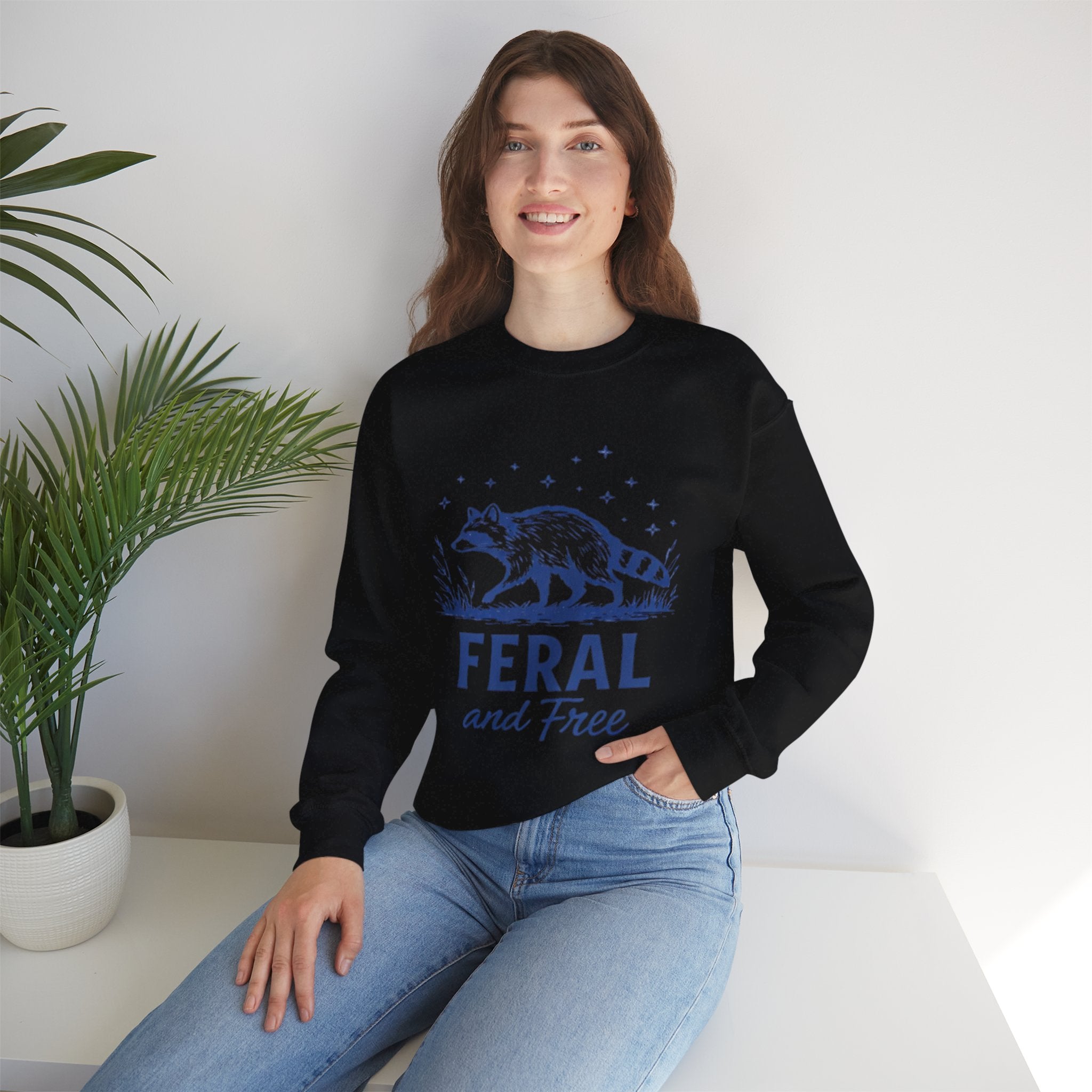 Raccoon "Feral and Free" Crewneck Sweatshirt