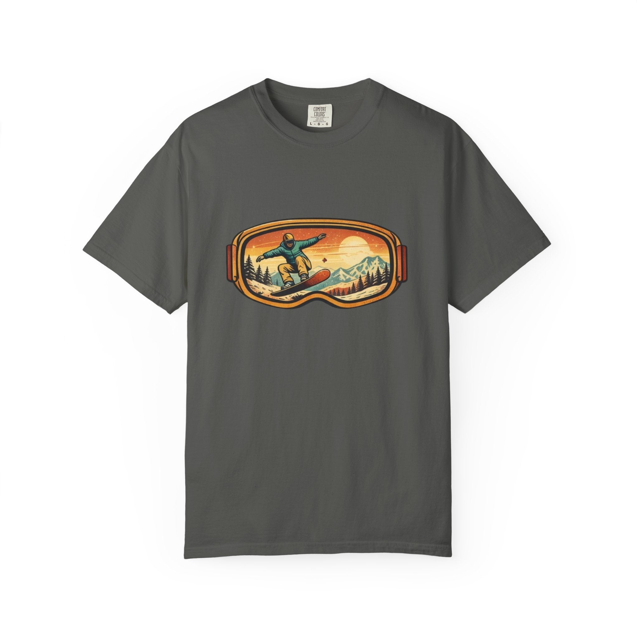 Snowboard Goggles Graphic T-Shirt | Retro Mountain Snowboarding Tee