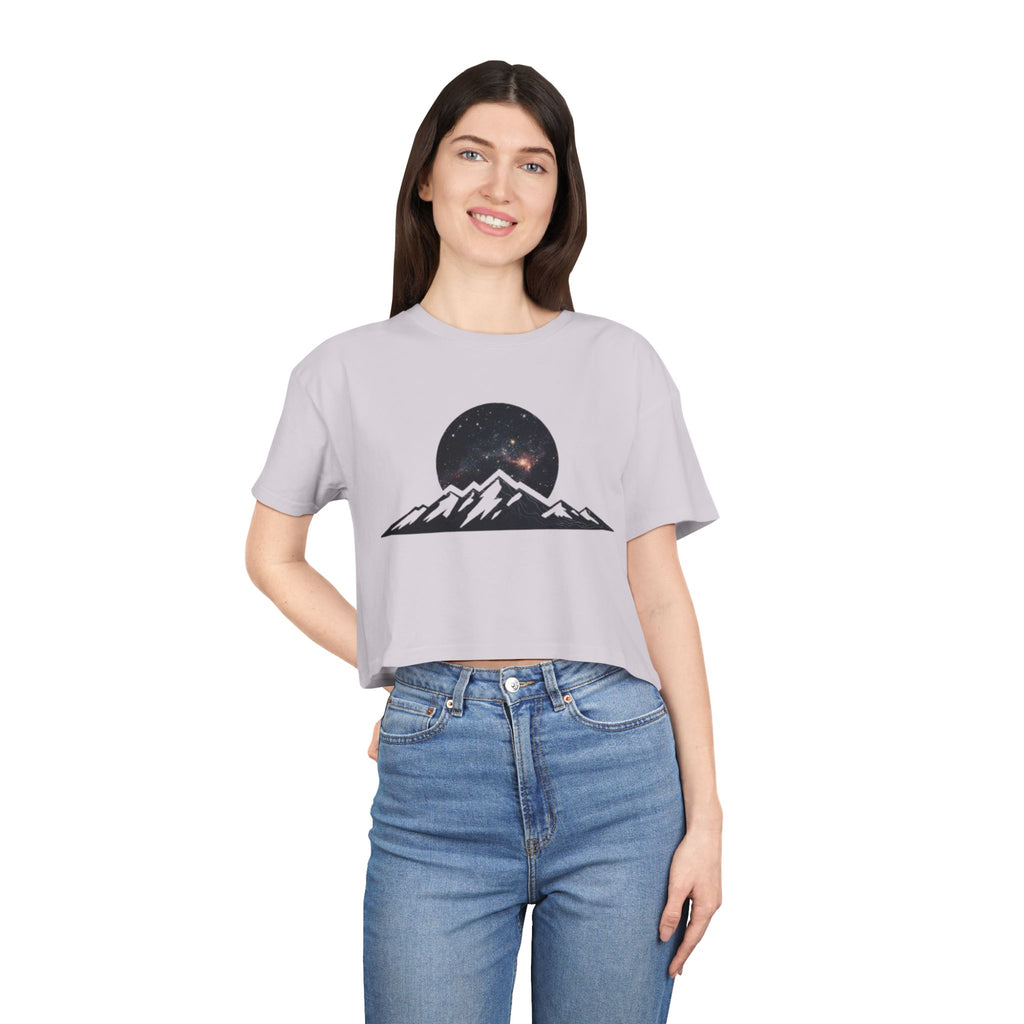 Crop Tee | Night Sky Mountain Graphic