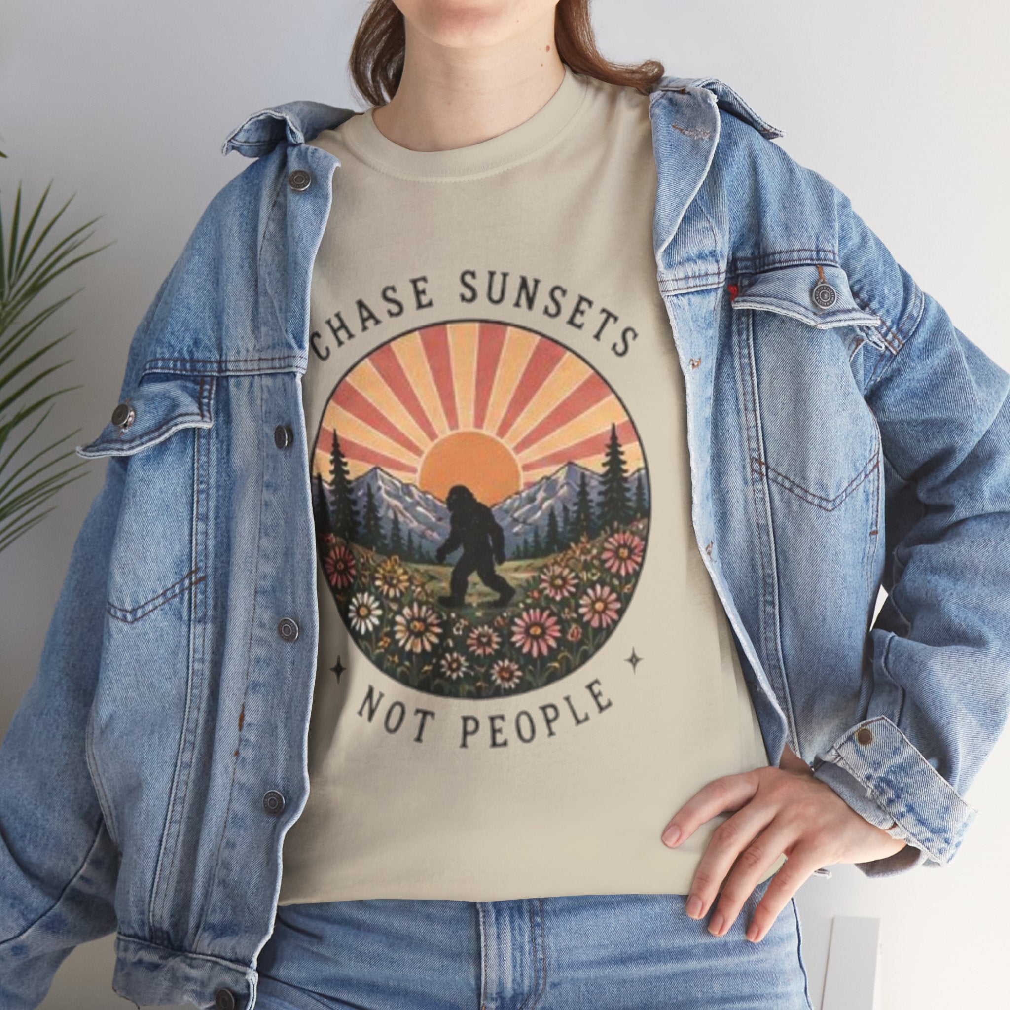 Chase Sunsets Not People Bigfoot Tee