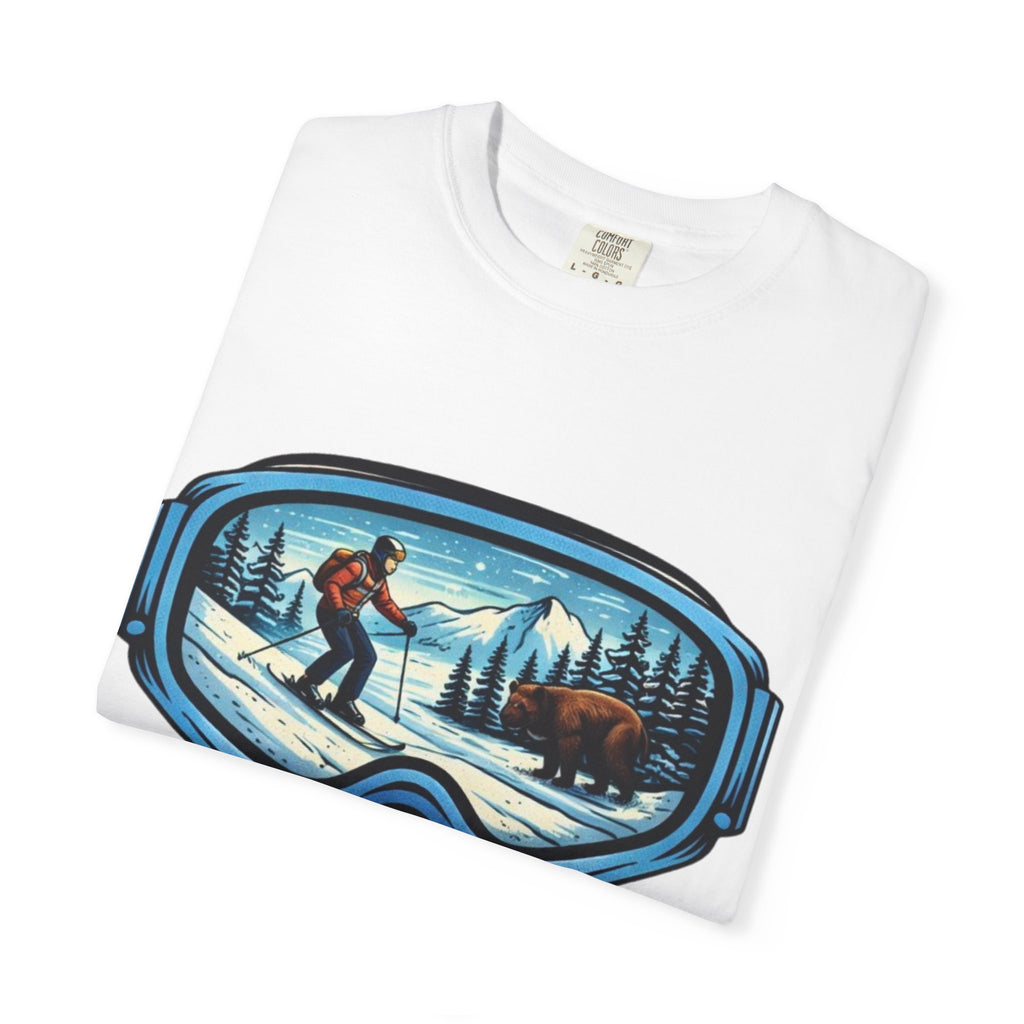 Ski Goggles Scenic T‑Shirt | Skier and Bear Mountain Winter Graphic Tee