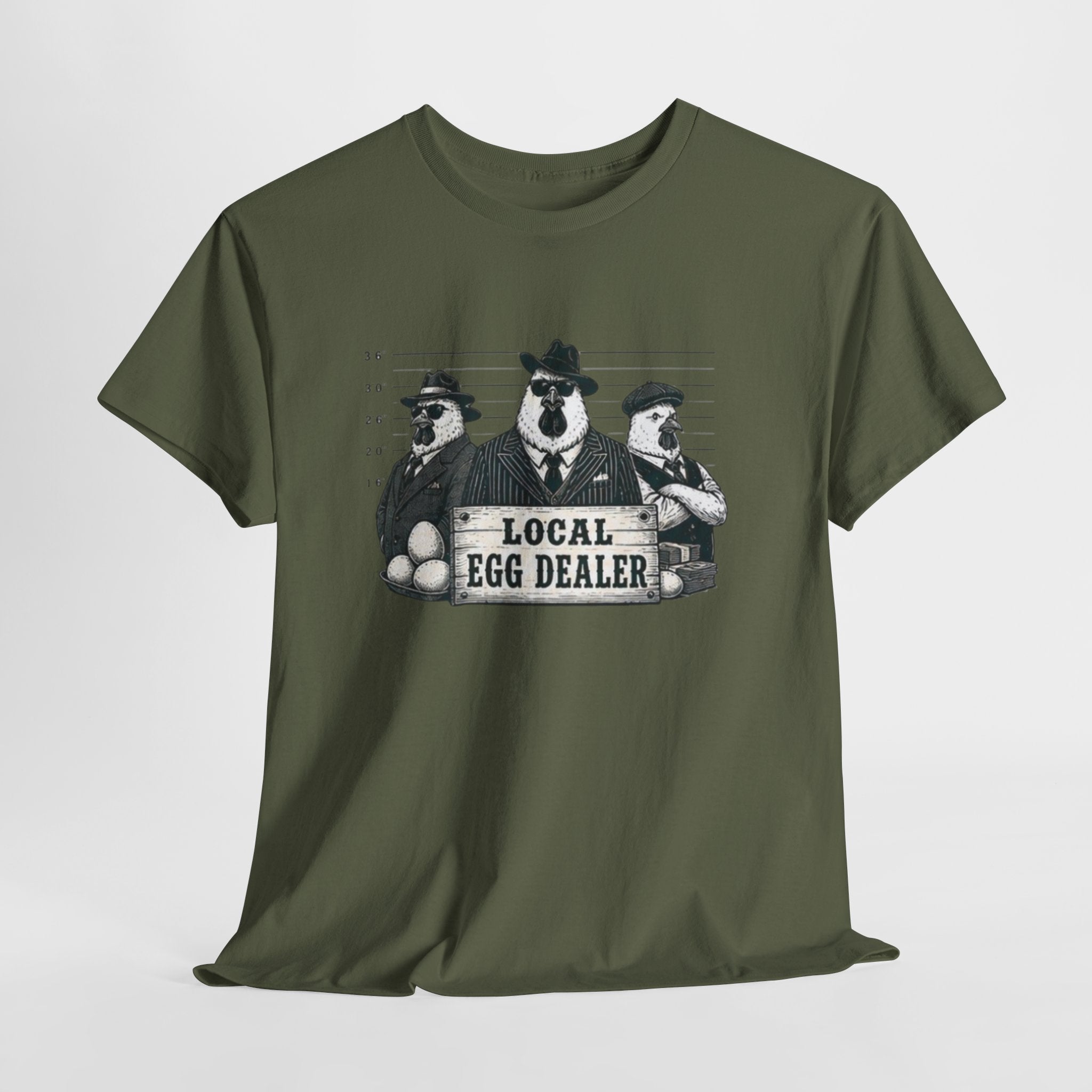 Local Egg Dealer T-Shirt | Funny Farm Mugshot Chicken & Egg Farmer Tee