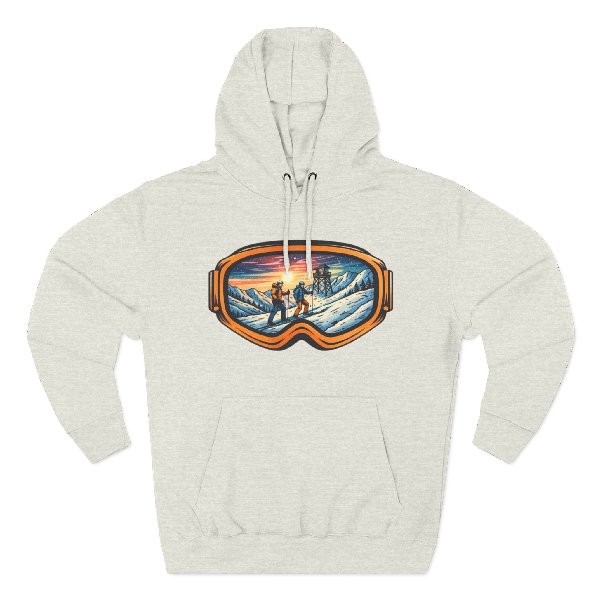 Ski Goggles Graphic Hoodie | Sunset Mountain Ski Fleece Pullover