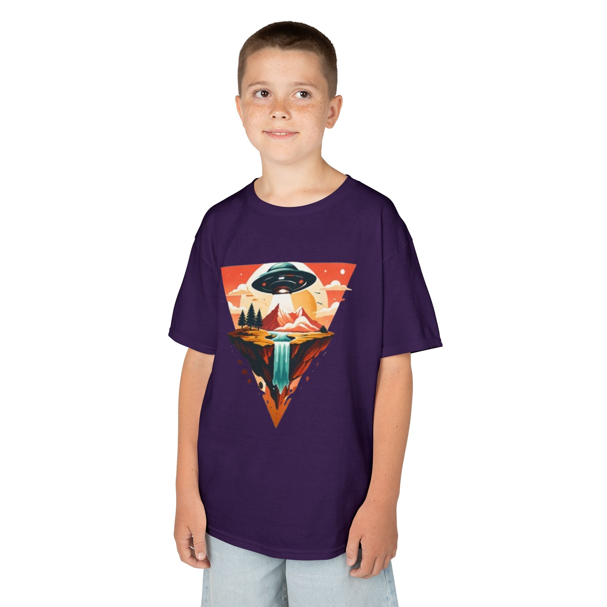 Kids Tee | UFO Mountain Waterfall Adventure Graphic